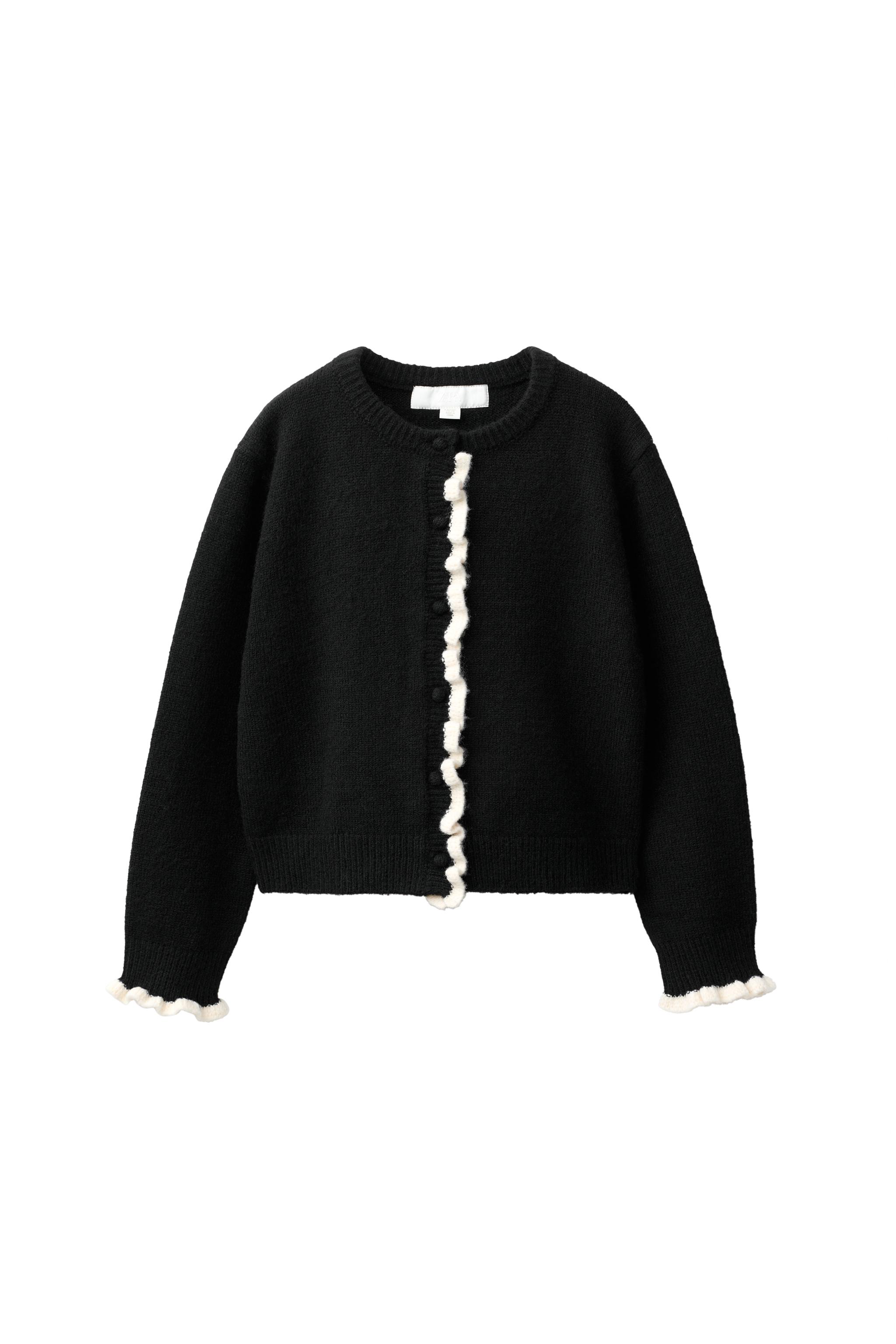 Кардиган из трикотажа с контрастными рюшами — ZARA