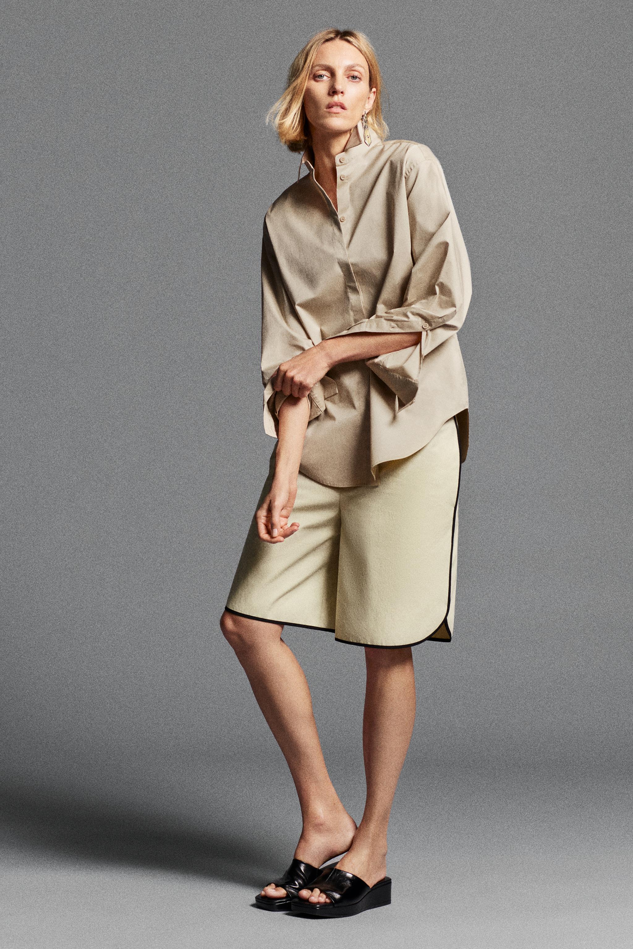 РУБАШКА С ВОРОТНИКОМ-СМОКИНГОМ ZW COLLECTION — ZARA