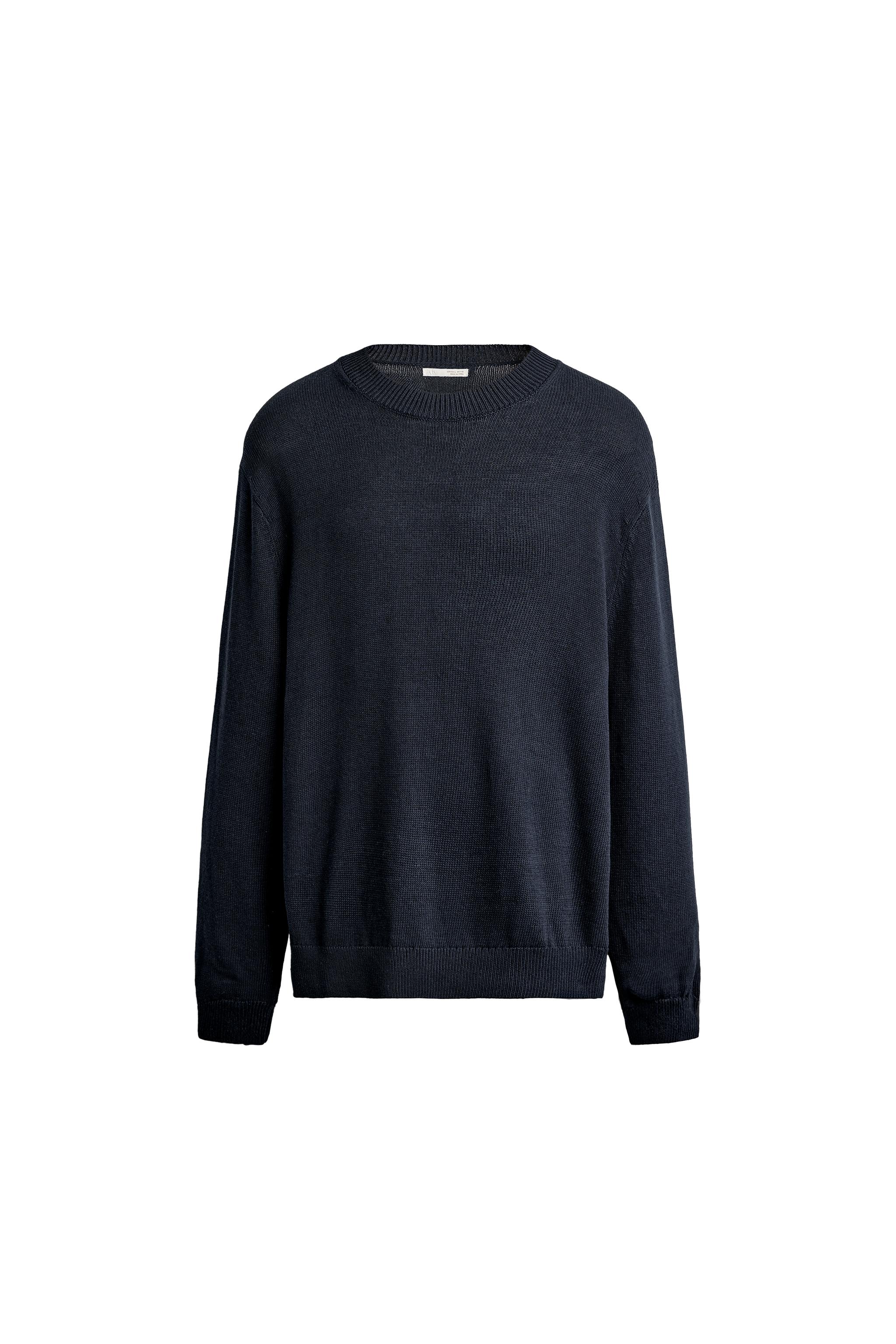 Джемпер классического кроя из хлопка и льна — ZARA