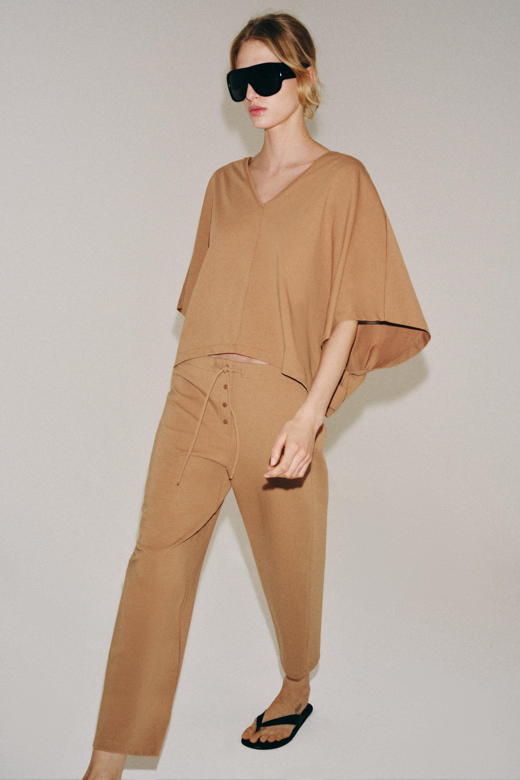 Футболка из хлопка в стиле накидки — ZARA