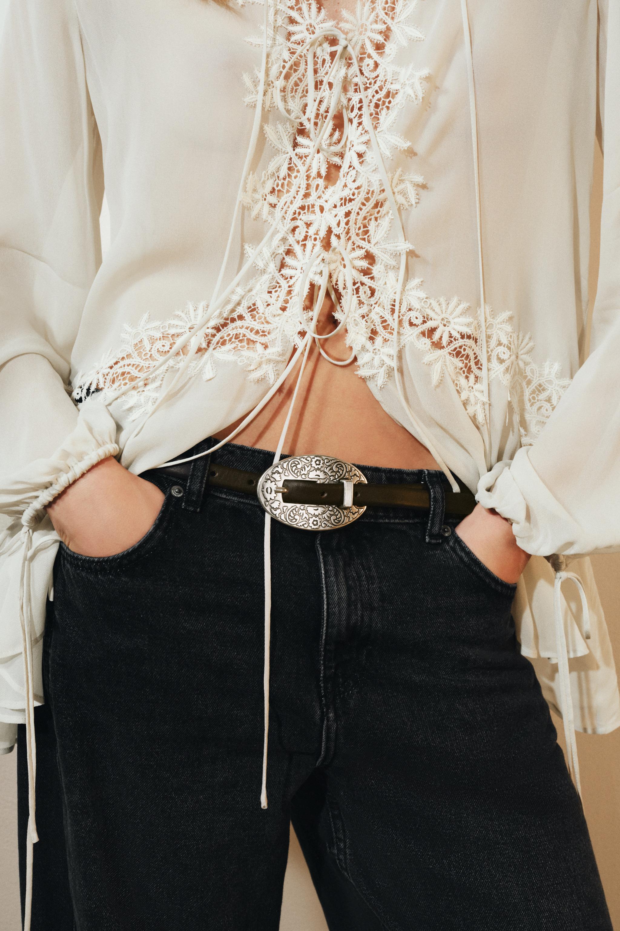 КОЖАНЫЙ РЕМЕНЬ С ГРАВИРОВАННОЙ ПРЯЖКОЙ — ZARA