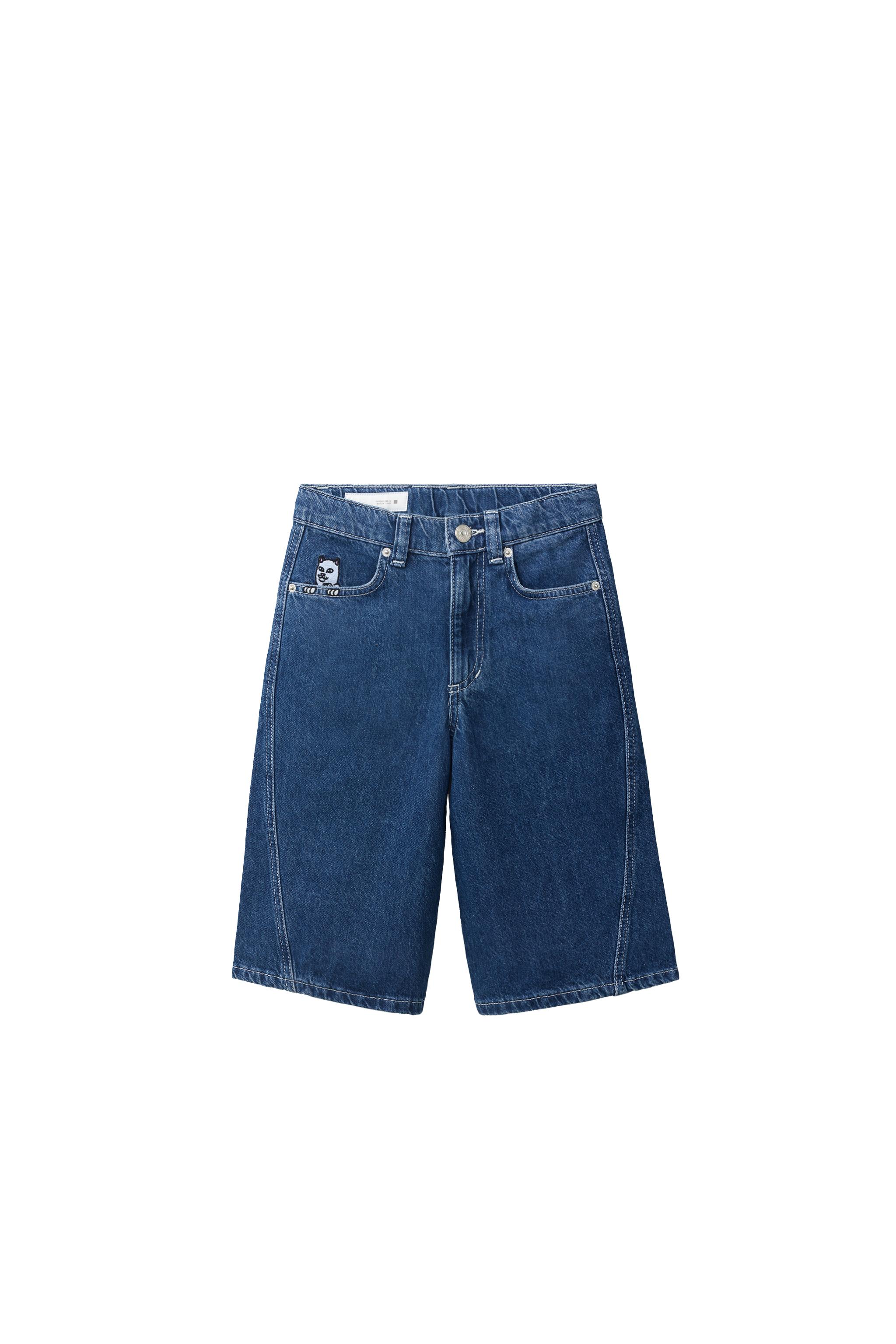 Джинсовые бермуды в стиле скейт с вышивкой RIPNDIP © X ZARA KIDS — ZARA