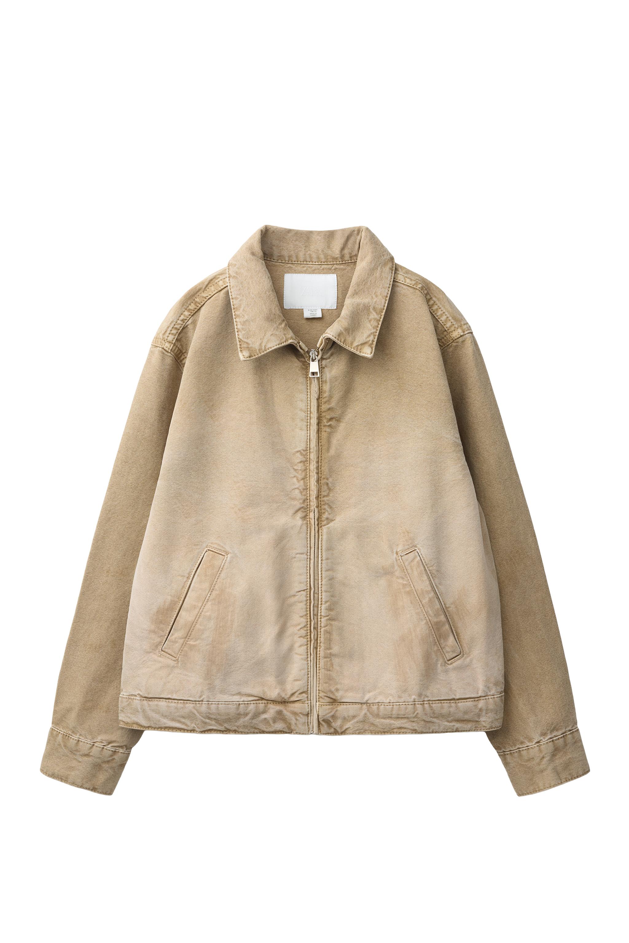 Куртка из хлопкового канваса с эффектом потёртостей — ZARA