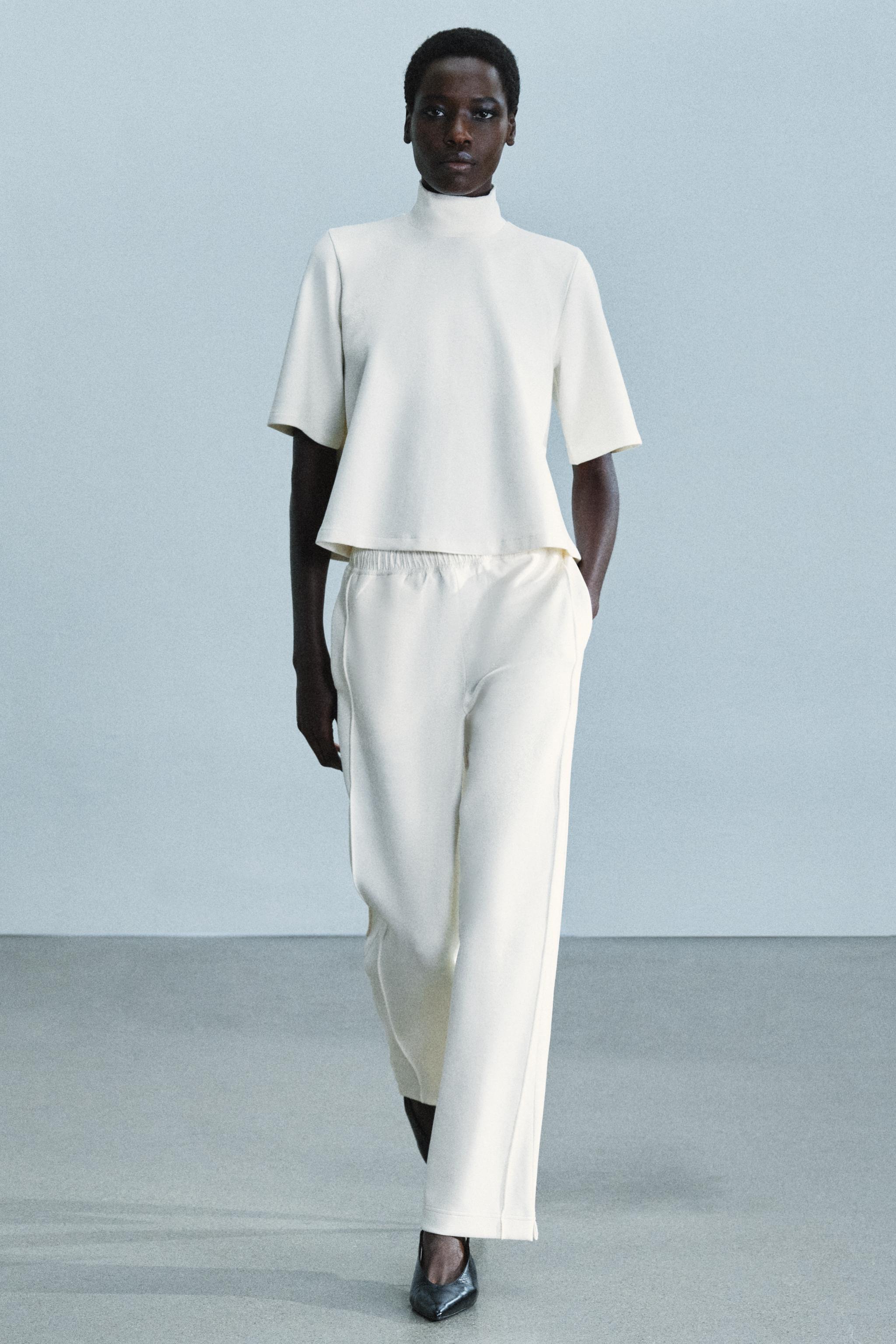Топ с высоким воротником из интерлока — ZARA
