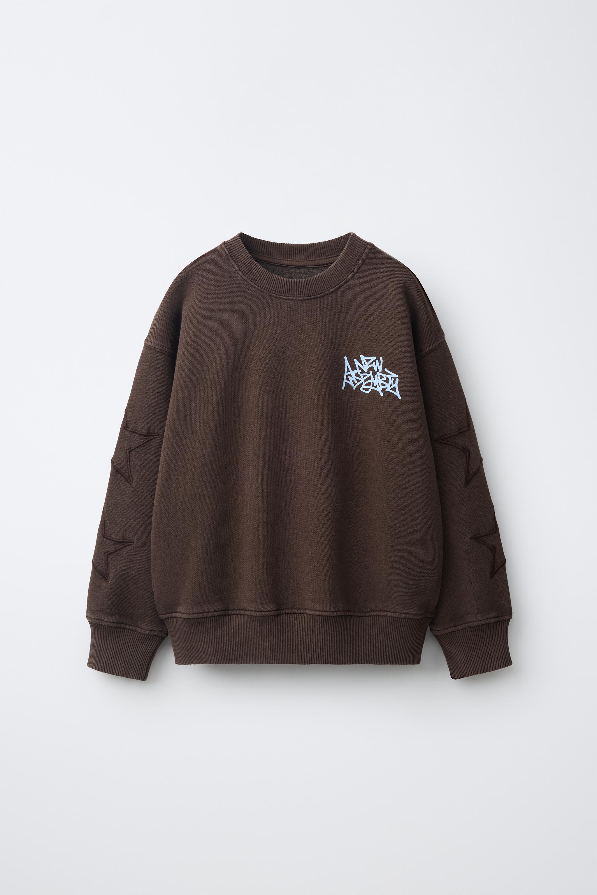 ТОЛСТОВКА С НАДПИСЬЮ И ВЫШИТЫМИ ЗВЕЗДАМИ — ZARA