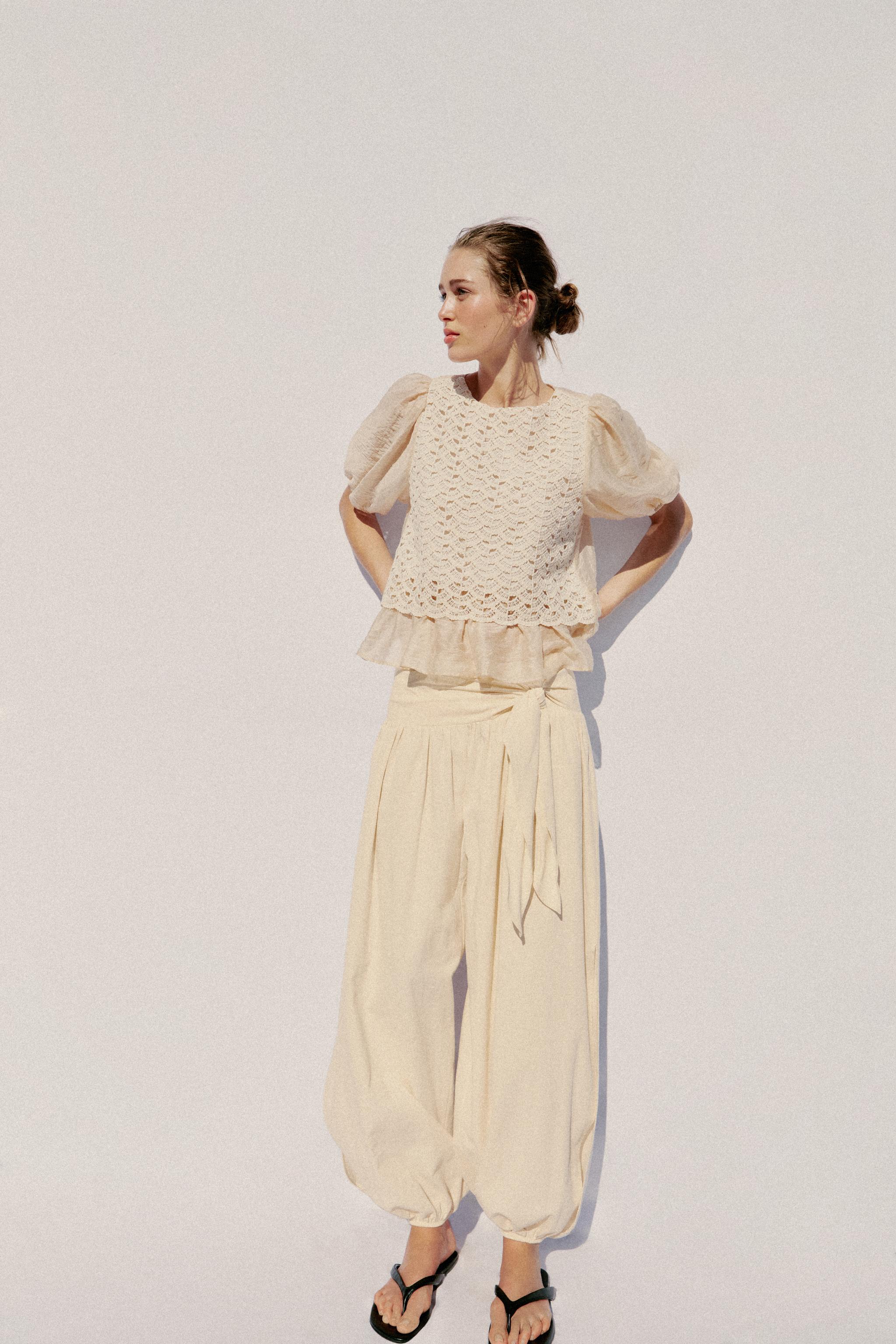 Топ комбинированный из вязаного полотна — ZARA
