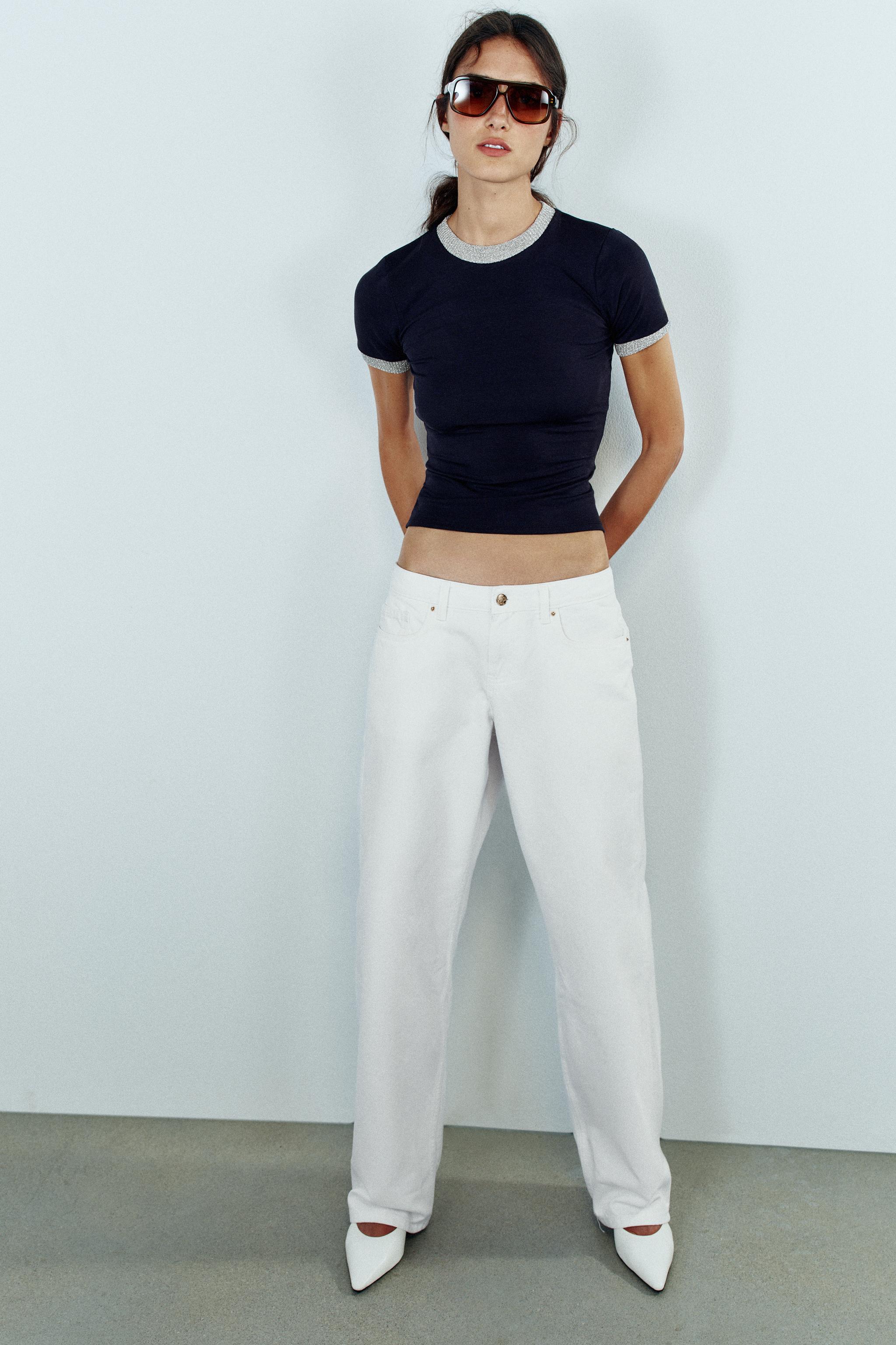 Футболка с контрастными вставками из рубчика — ZARA