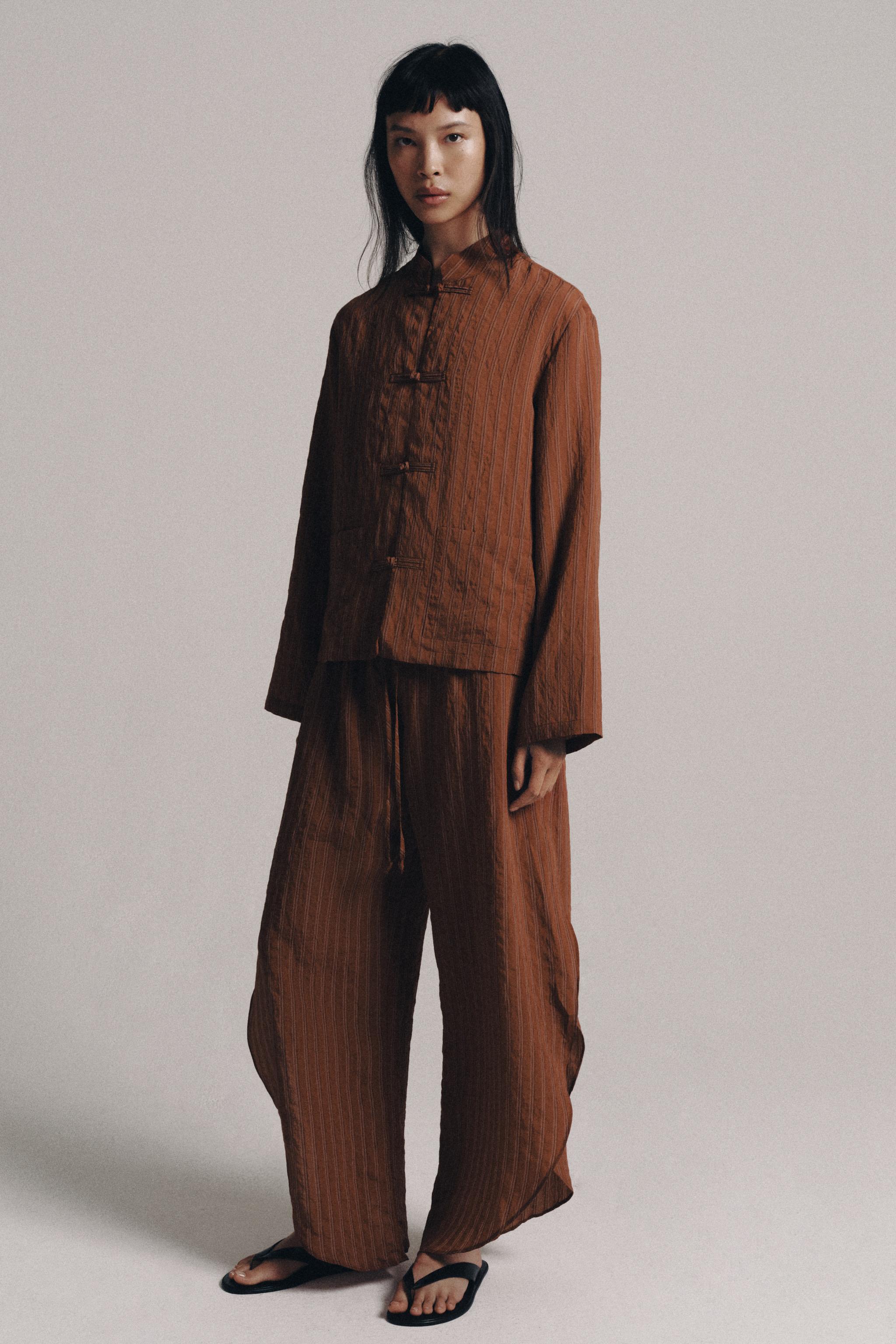 РУБАШКА В ПОЛОСКУ С ЗАСТЕЖКОЙ НА КЛЕВАНТЫ ZW COLLECTION — ZARA