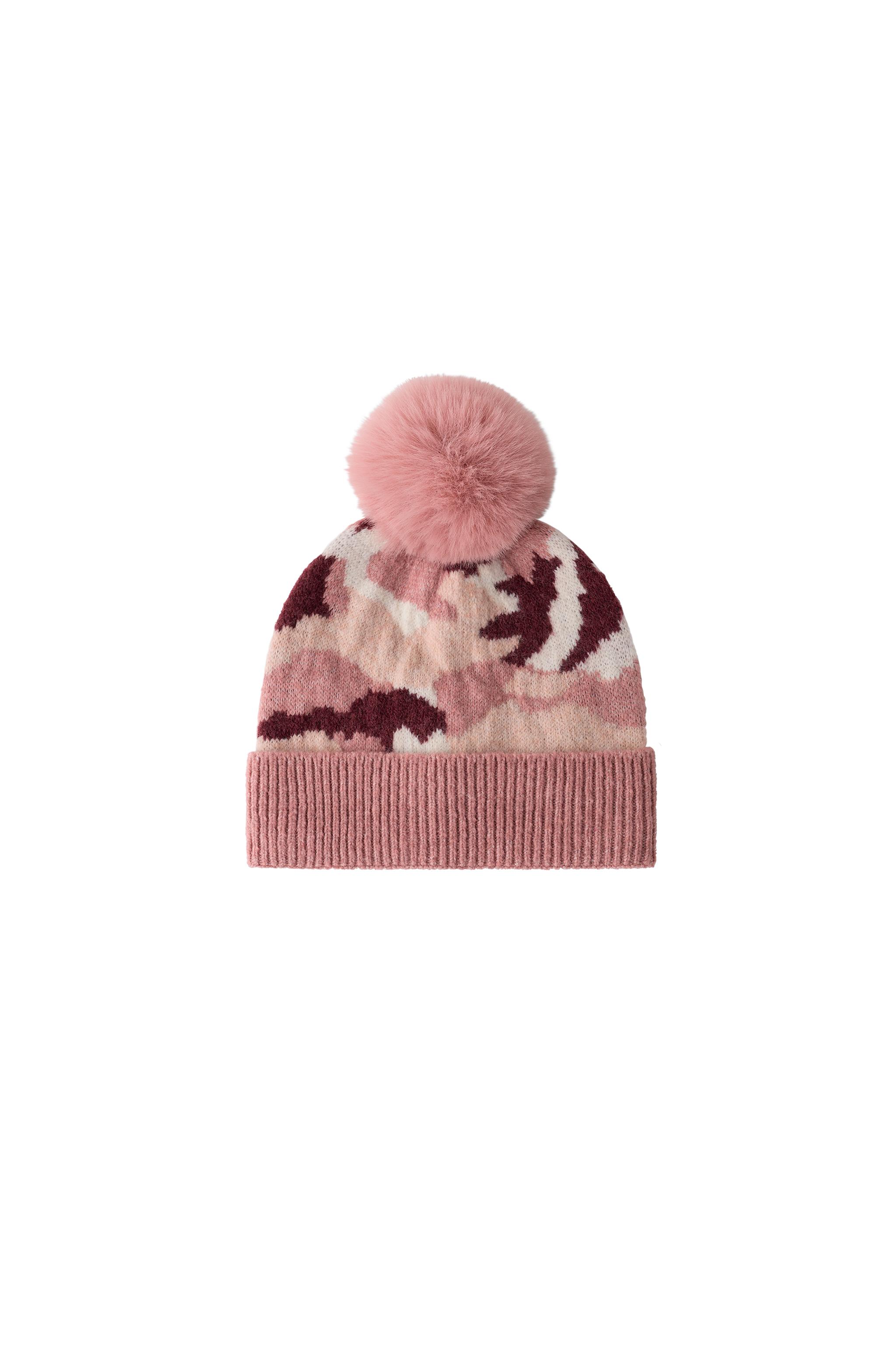 PRINTED KNIT POMPOM BEANIE — ZARA