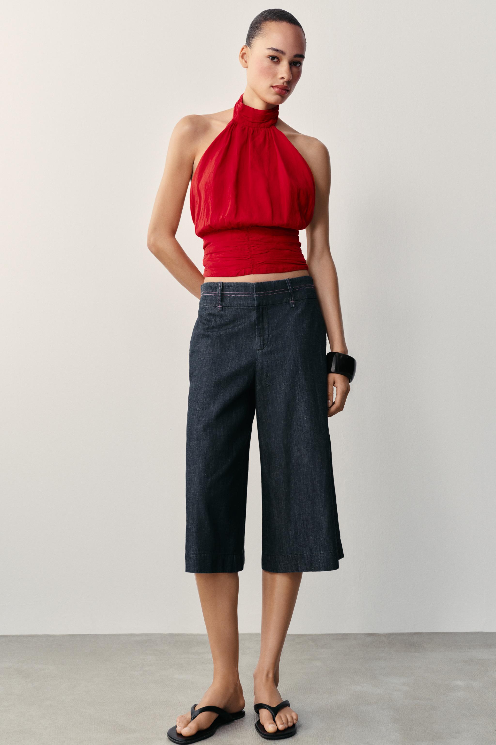 УДЛИНЕННЫЕ ШОРТЫ С КОНТРАСТНОЙ ОТСТРОЧКОЙ — ZARA