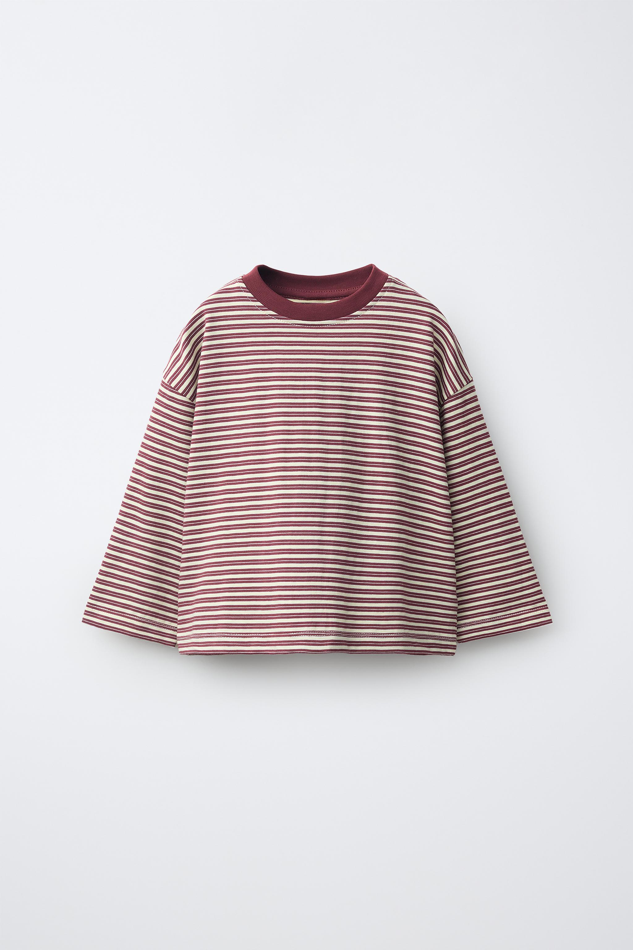 ФУТБОЛКА В ПОЛОСКУ С КОНТРАСТНЫМ ВОРОТОМ — ZARA