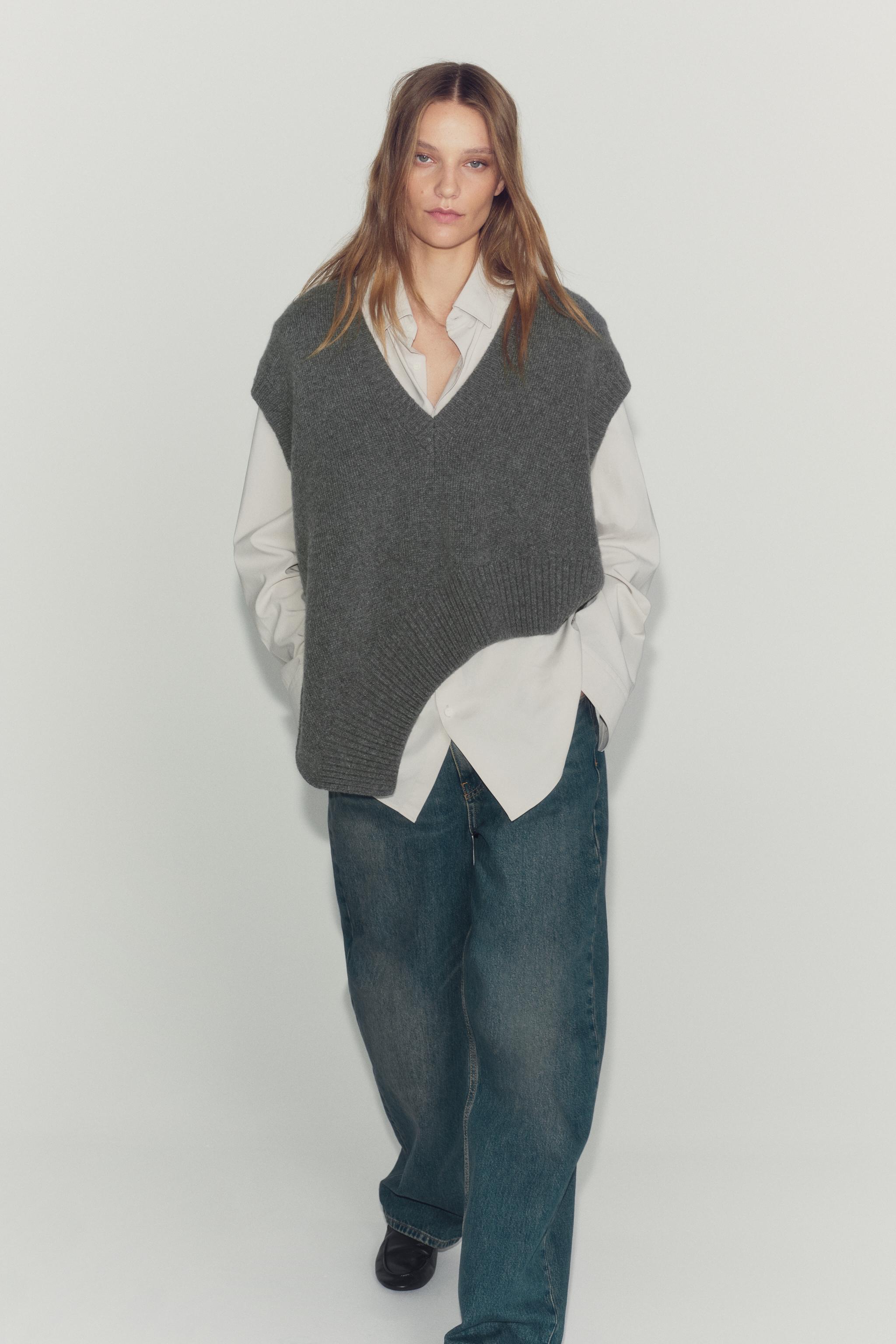 Жилет асимметричного кроя из шерстяной смеси — ZARA