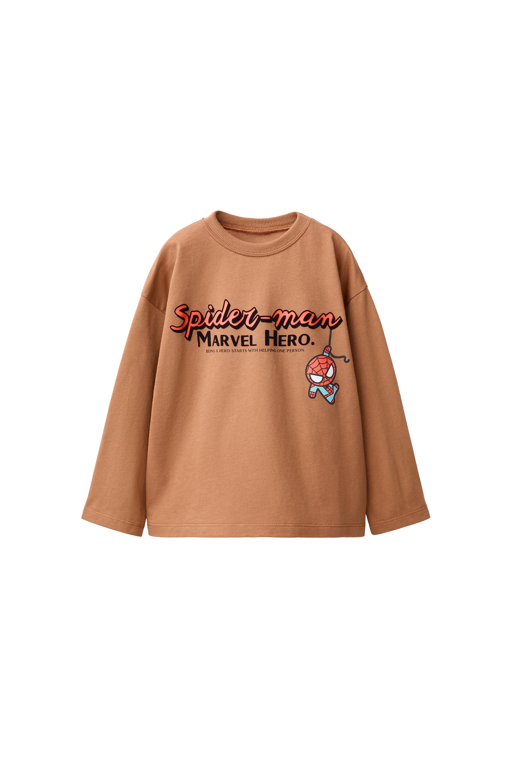 SPIDER-MAN © MARVEL FLOCKING PRINT T-SHIRT — ZARA