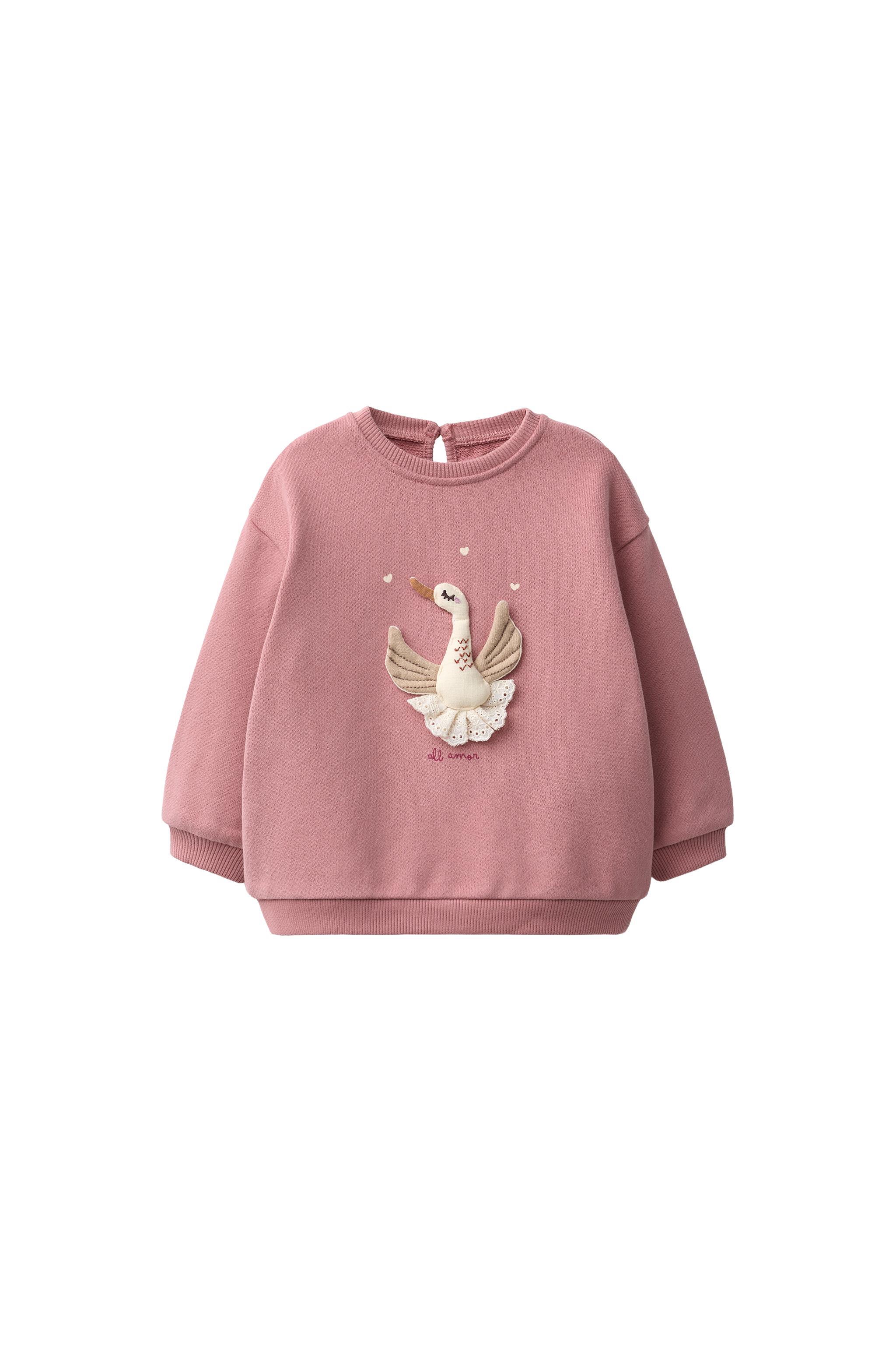 Свитшот с аппликацией лебедя — ZARA