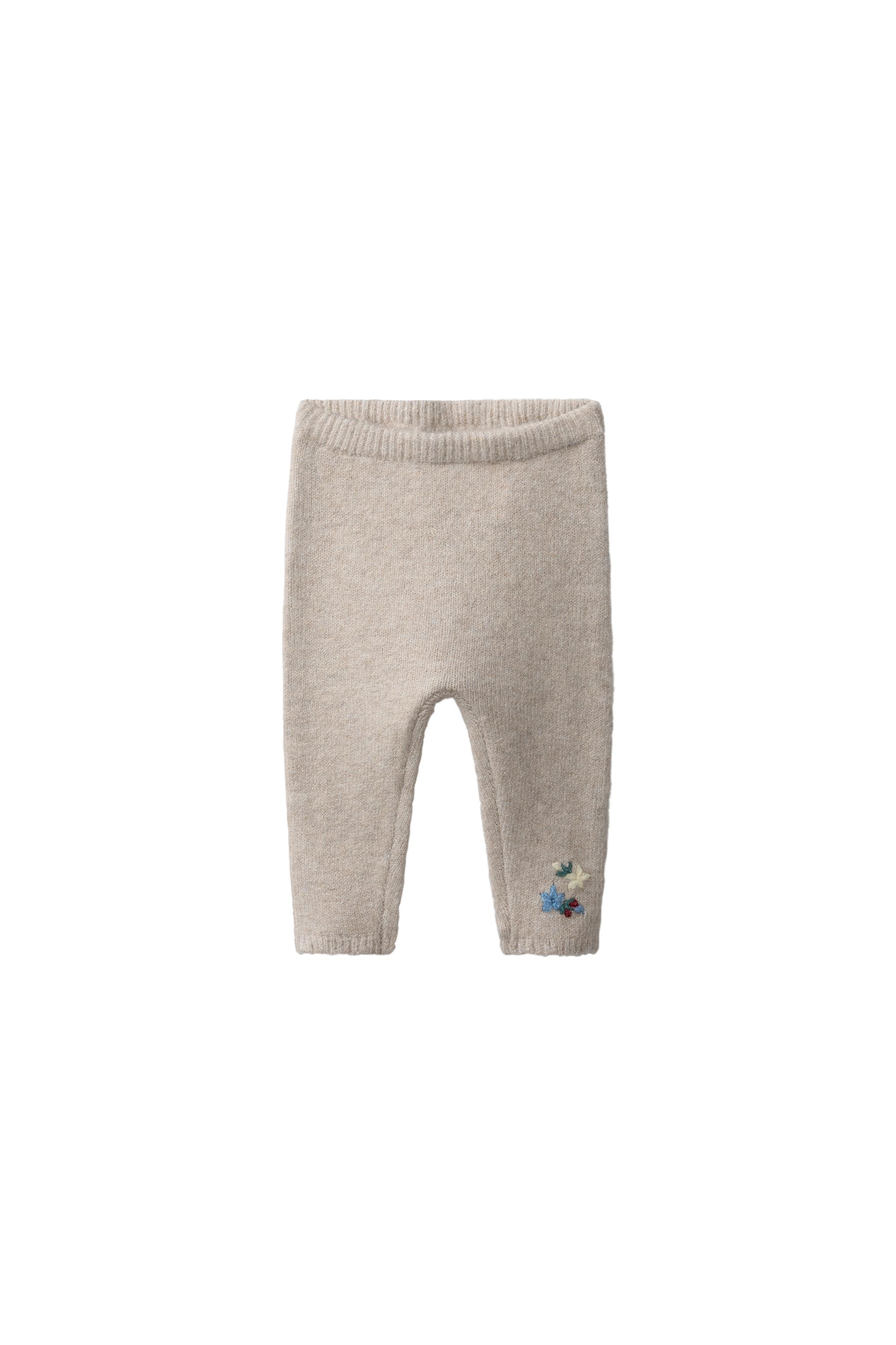 EMBROIDERED FLORAL KNIT TROUSERS — ZARA