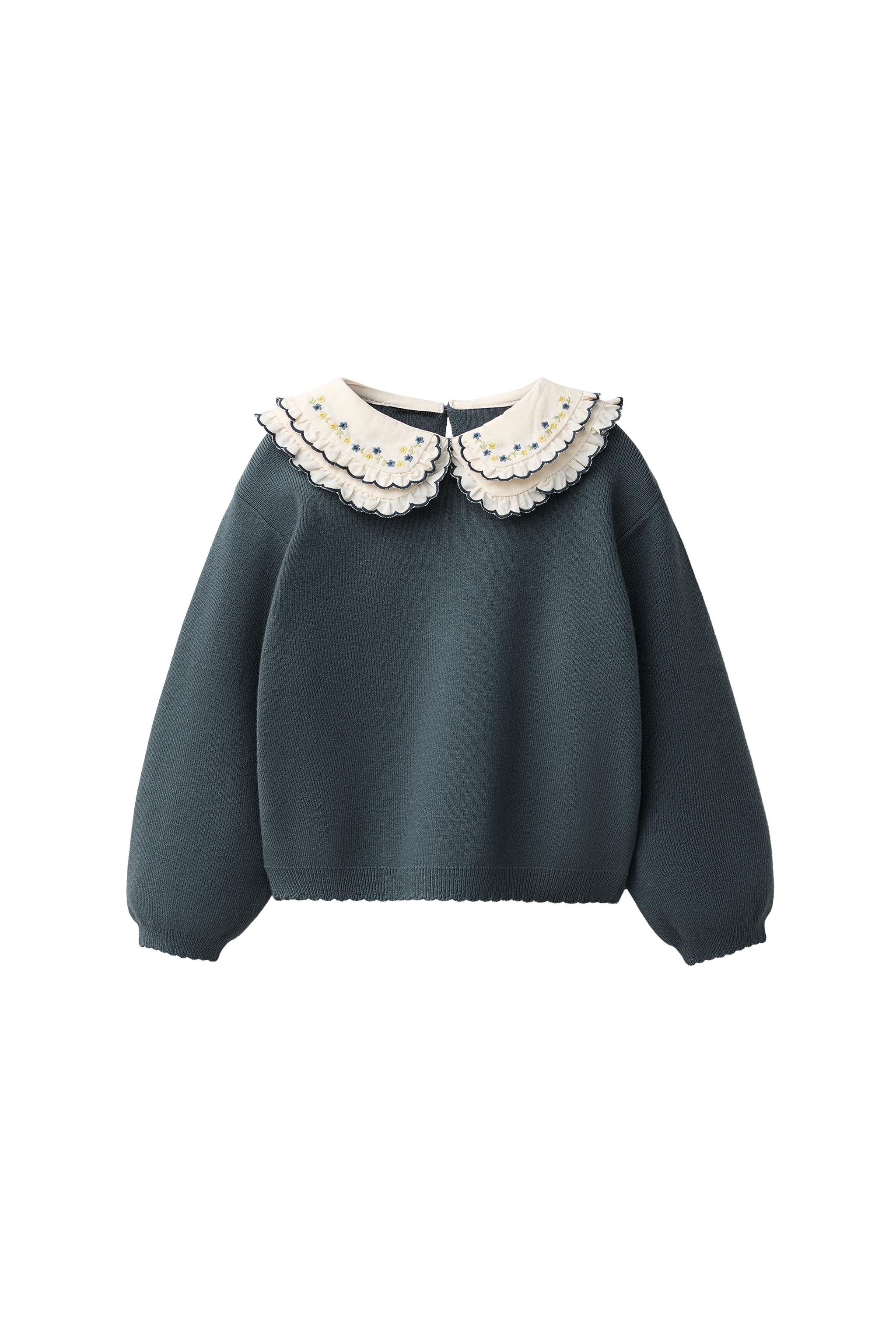 СВИТЕР С ДВОЙНЫМ ВЫШИТЫМ ВОРОТНИКОМ — ZARA