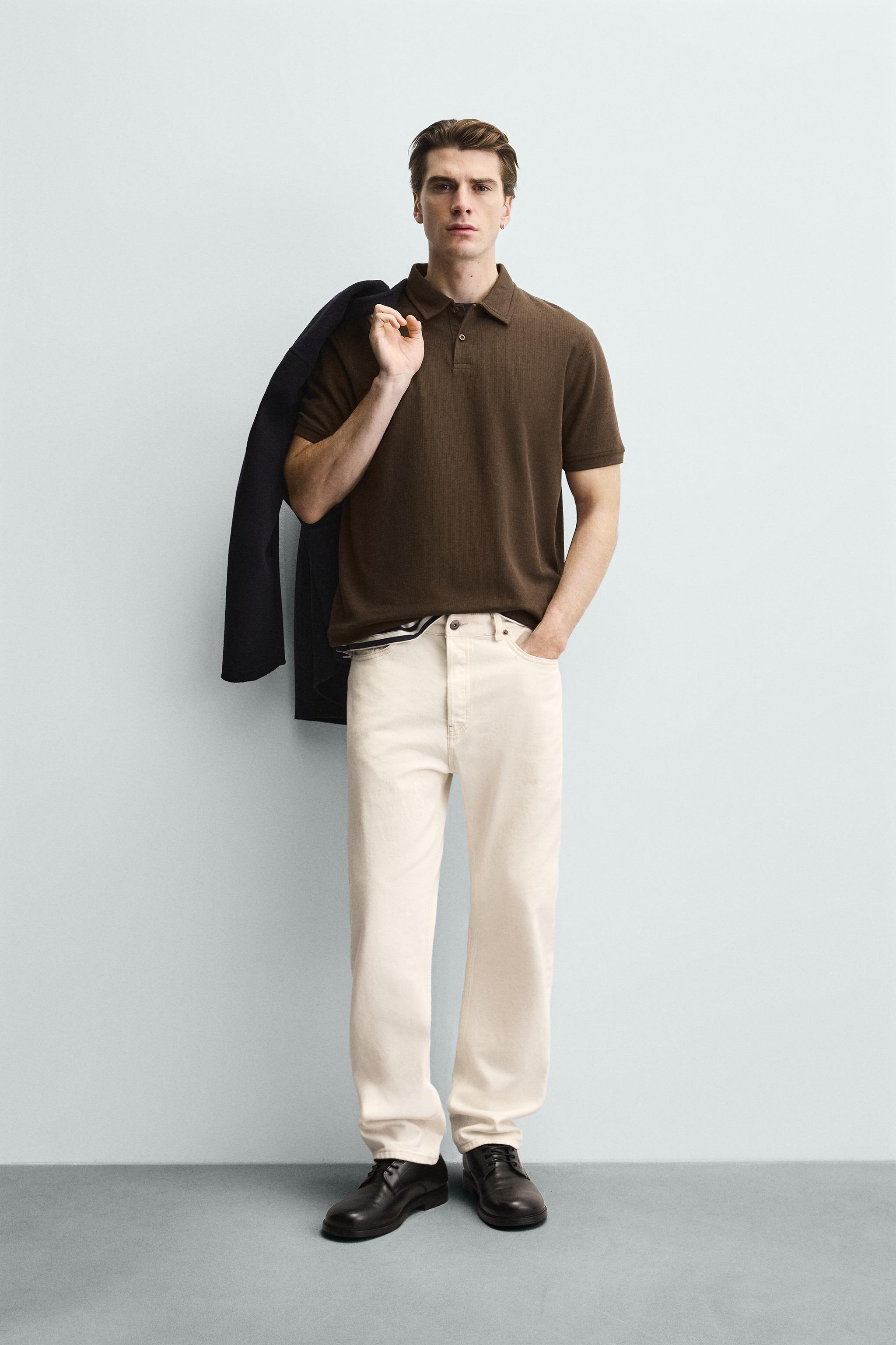 Рубашка поло классического кроя фактурная — ZARA