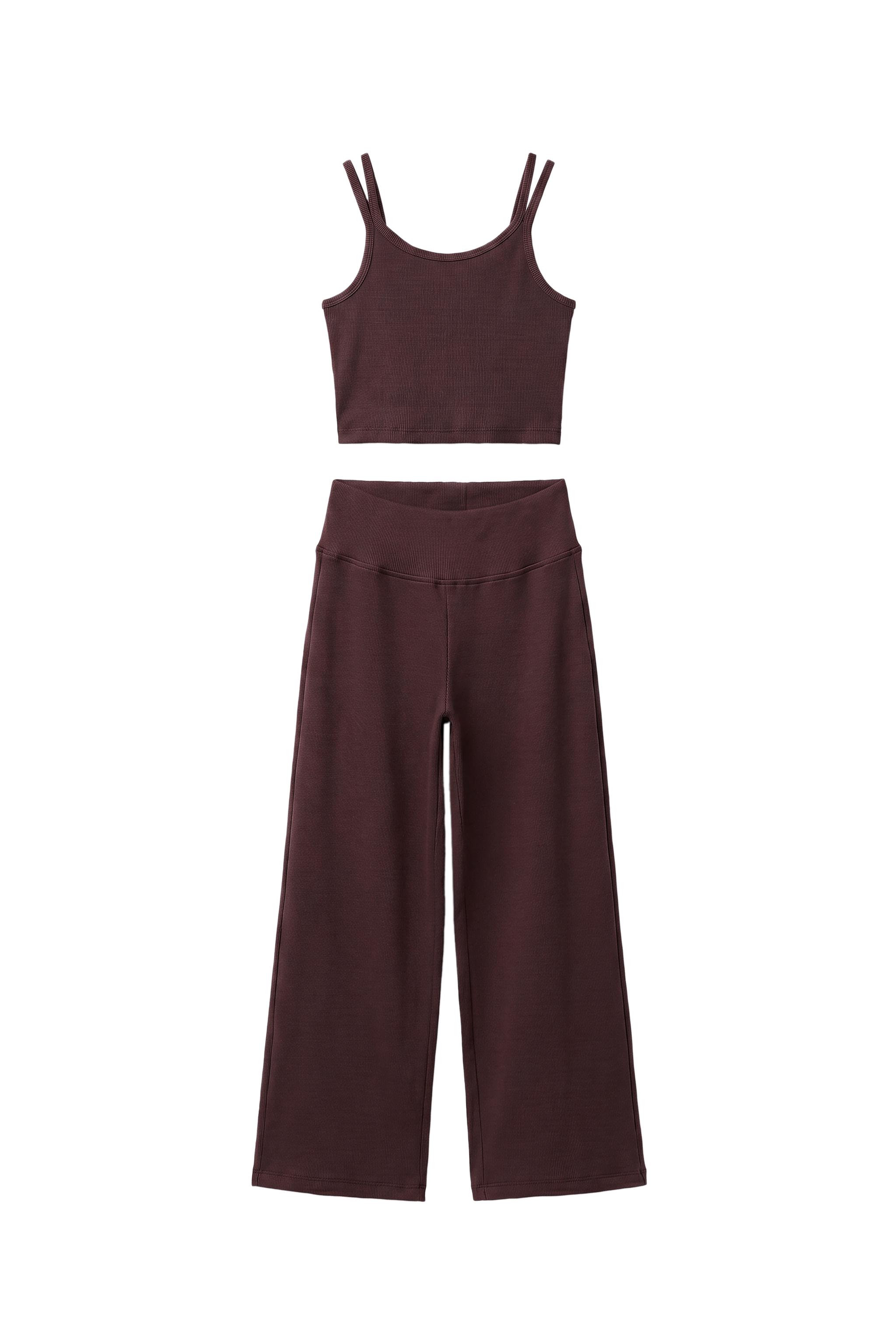 Комплект из топа в рубчик и брюк с прямыми штанинами — ZARA