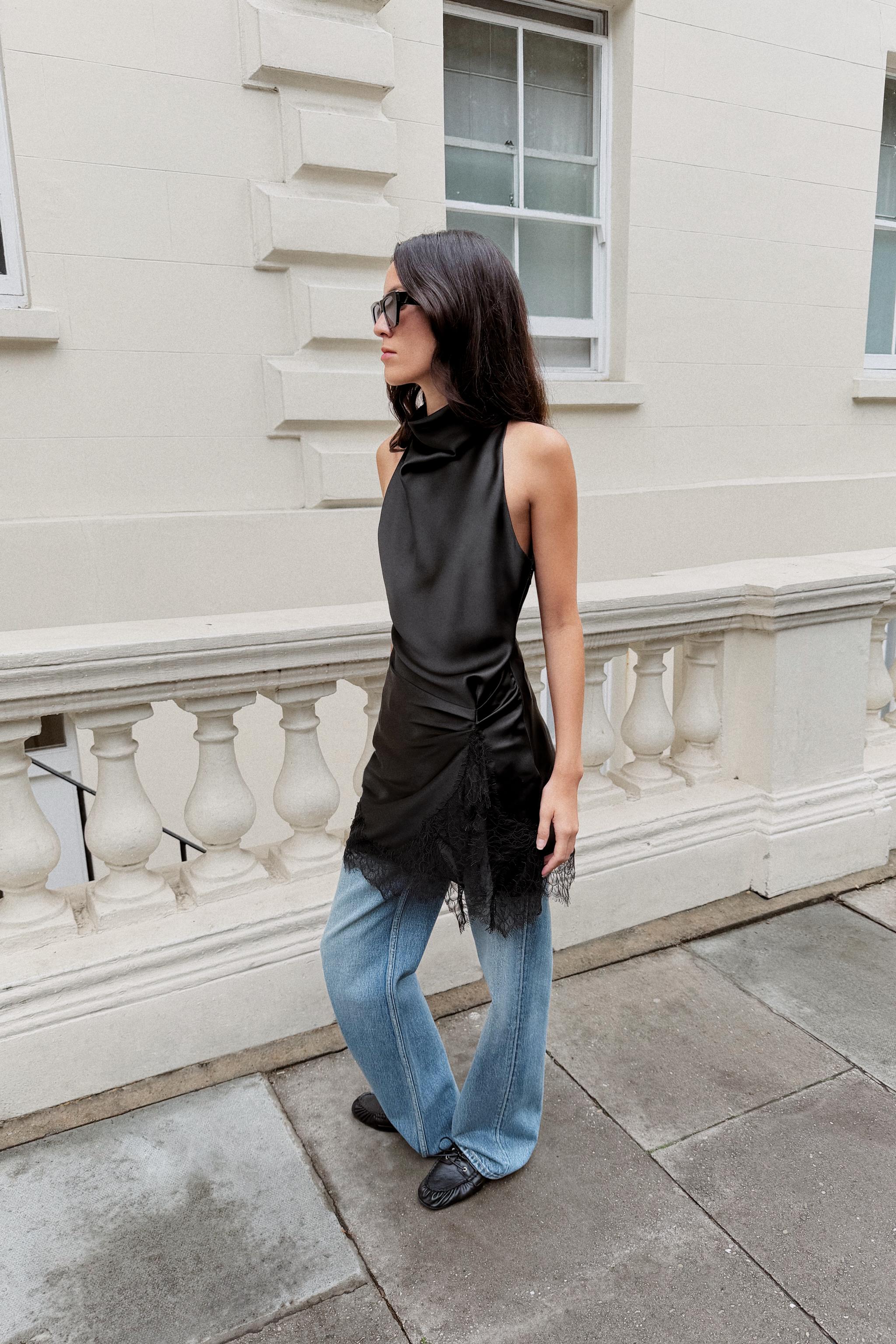 LACE SATIN MINI DRESS — ZARA