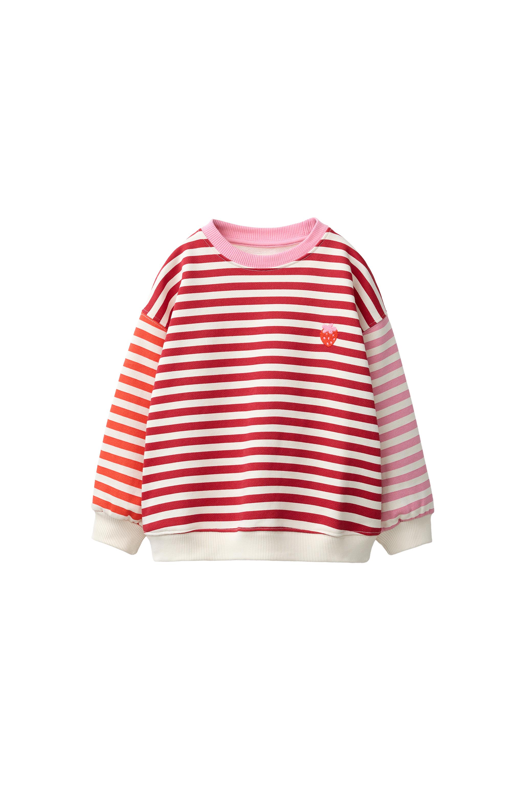 Свитшот в полоску с вышивкой клубники — ZARA