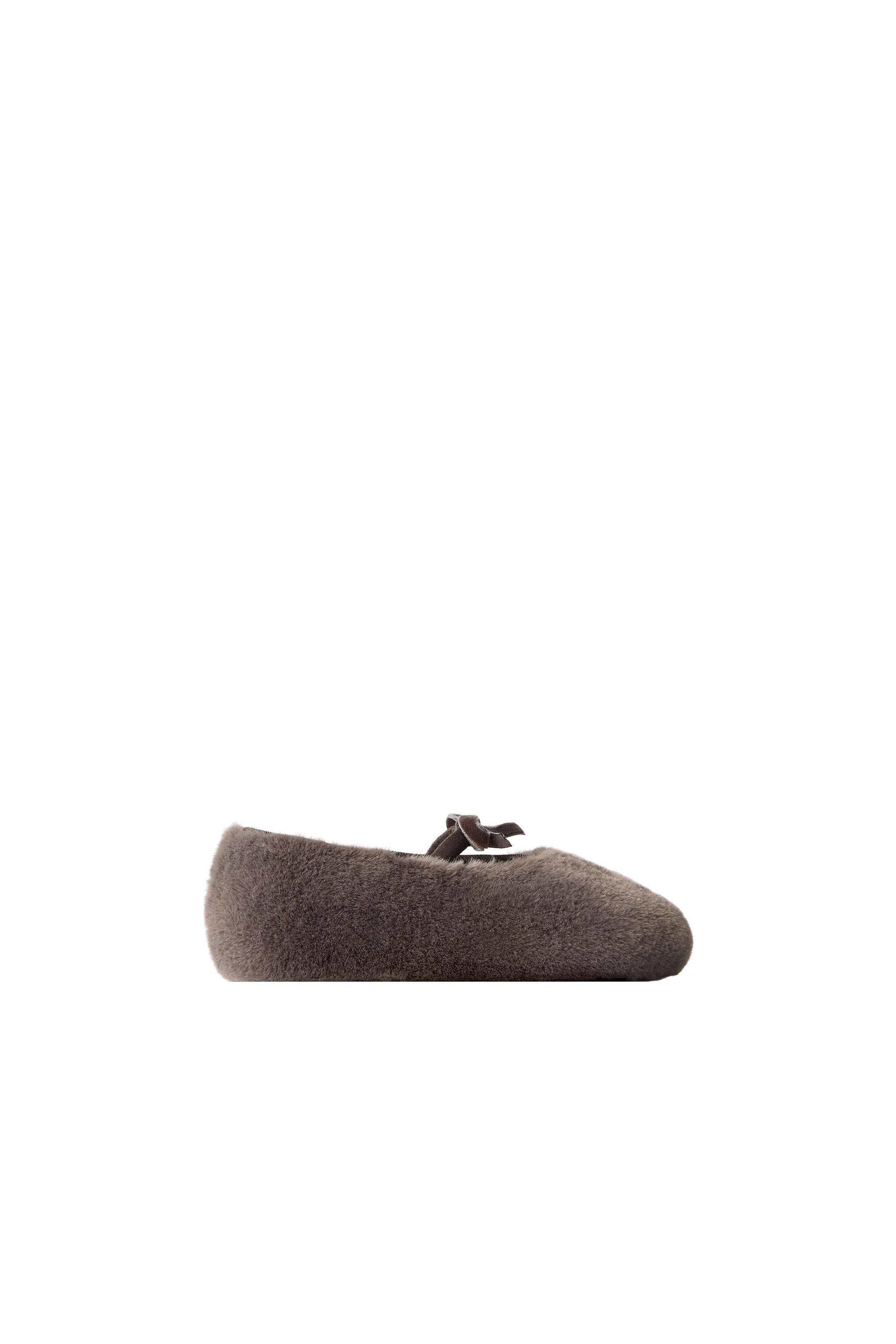 SHEEPSKIN BOW BALLET FLATS — ZARA