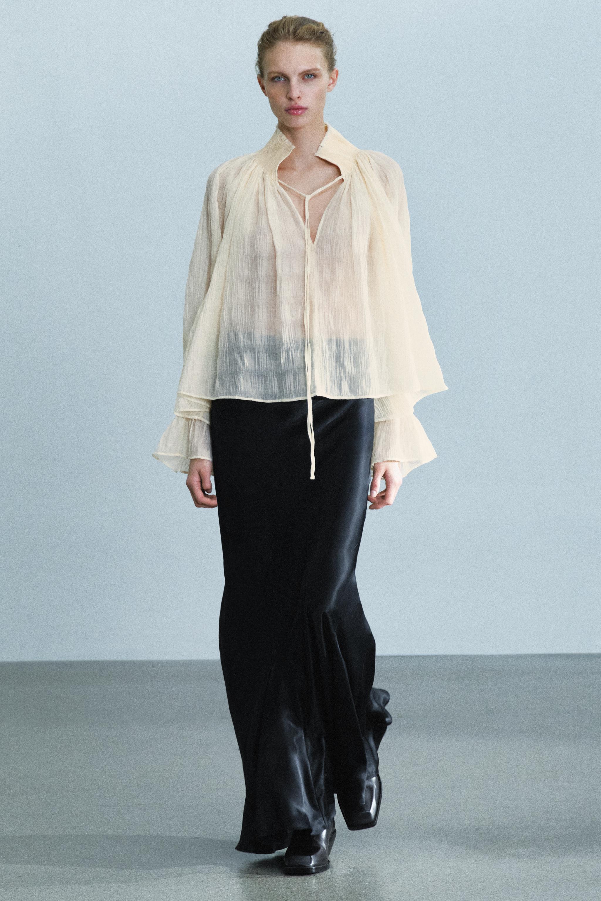 Блуза ZW COLLECTION из смесового лиоцелла со сборками — ZARA