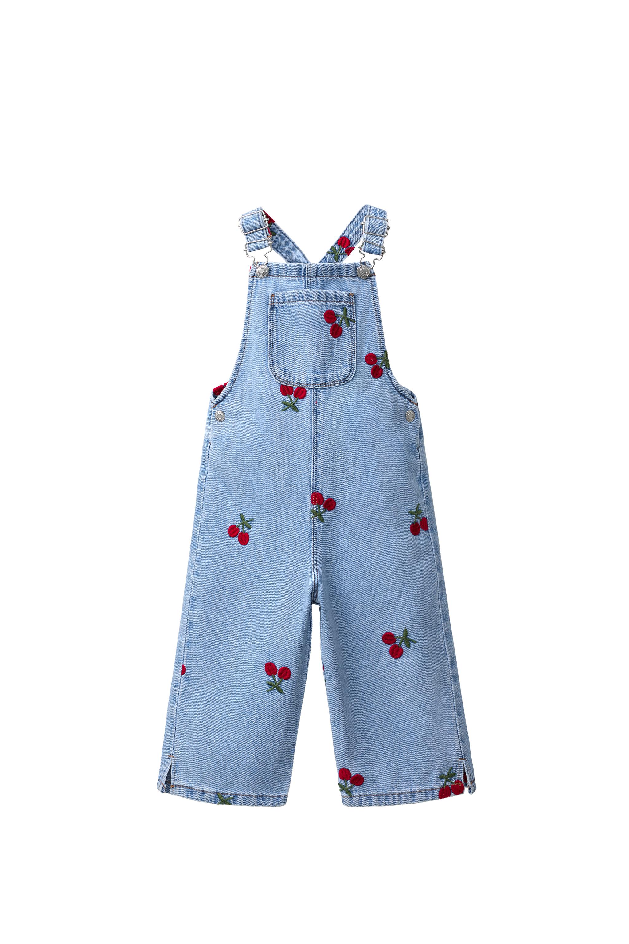 ДЛИННЫЙ ДЖИНСОВЫЙ КОМБИНЕЗОН С ВЫШИТЫМИ ВИШНЯМИ — ZARA