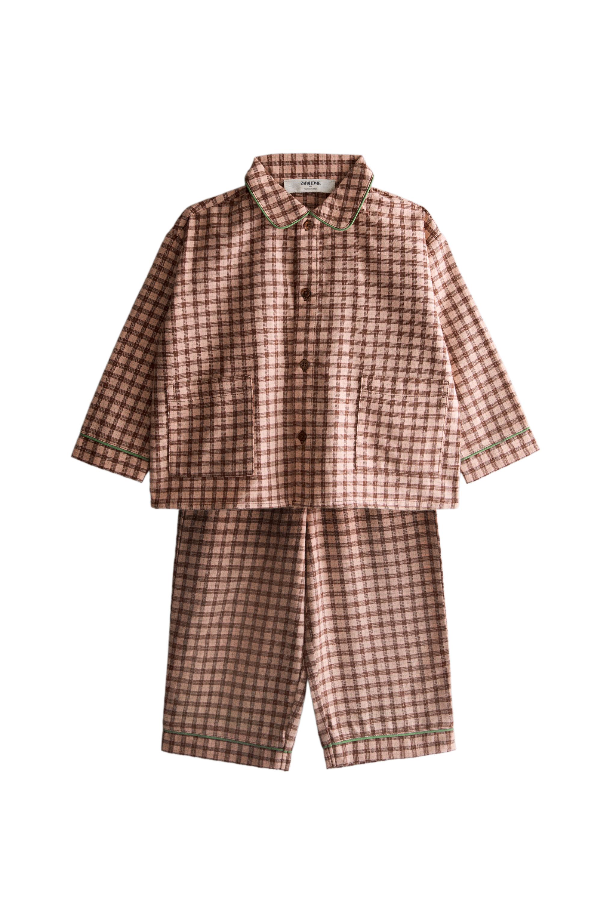 Детская пижама в клетку из фланели — ZARA
