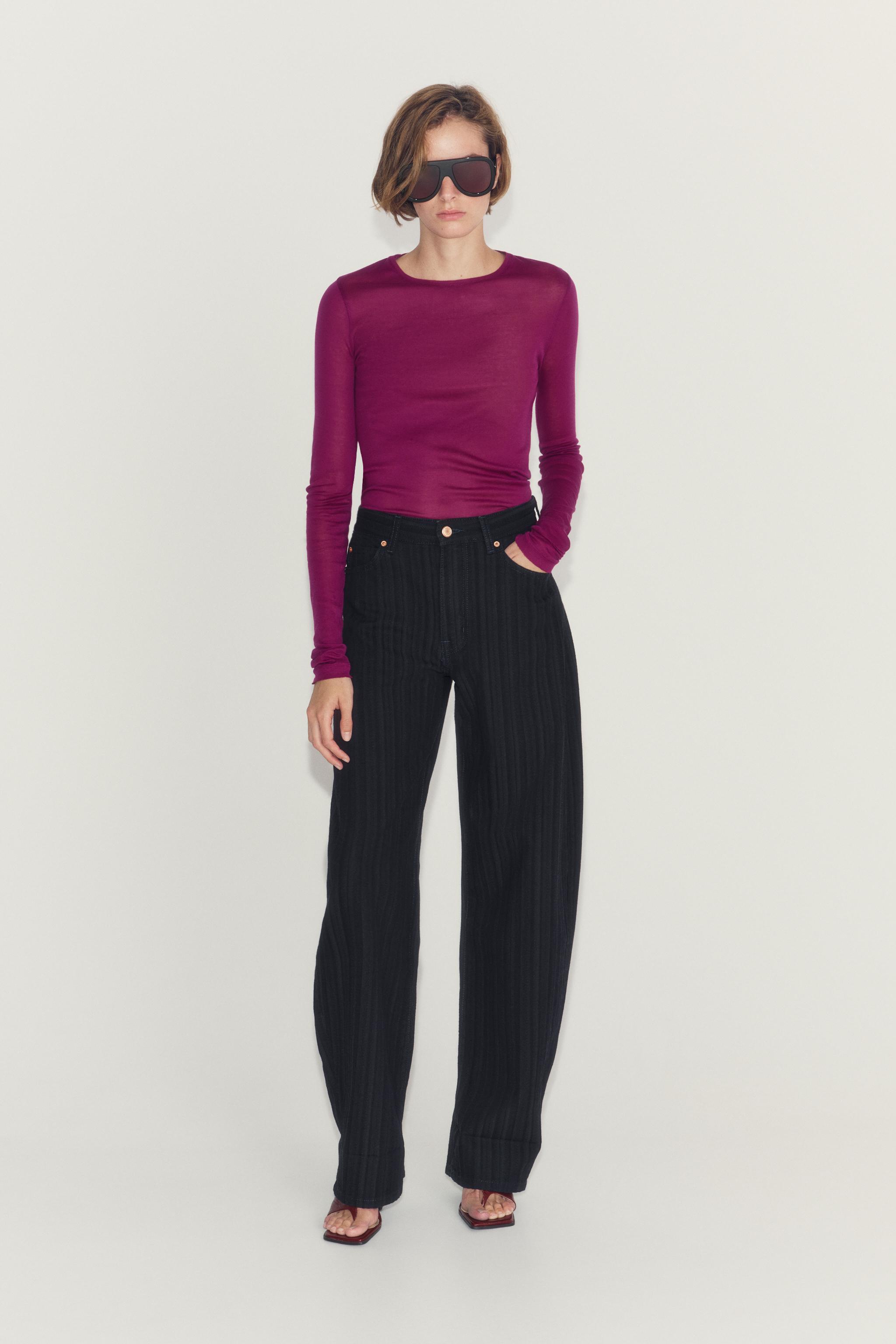 Джинсы ZW COLLECTION в полоску силуэта "баллон" со средней посадкой — ZARA