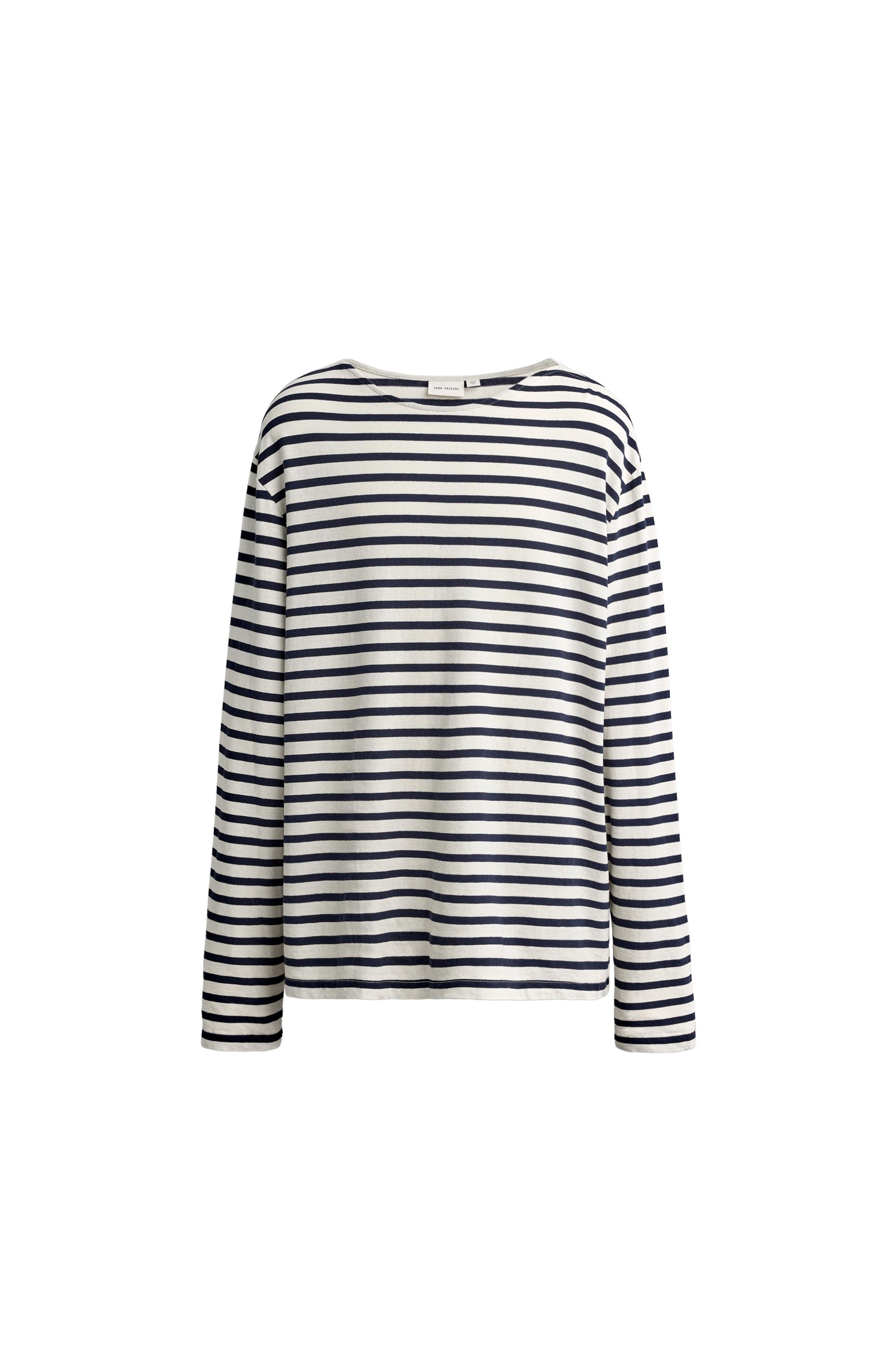 Футболка свободного кроя из жаккардовой ткани в полоску — ZARA
