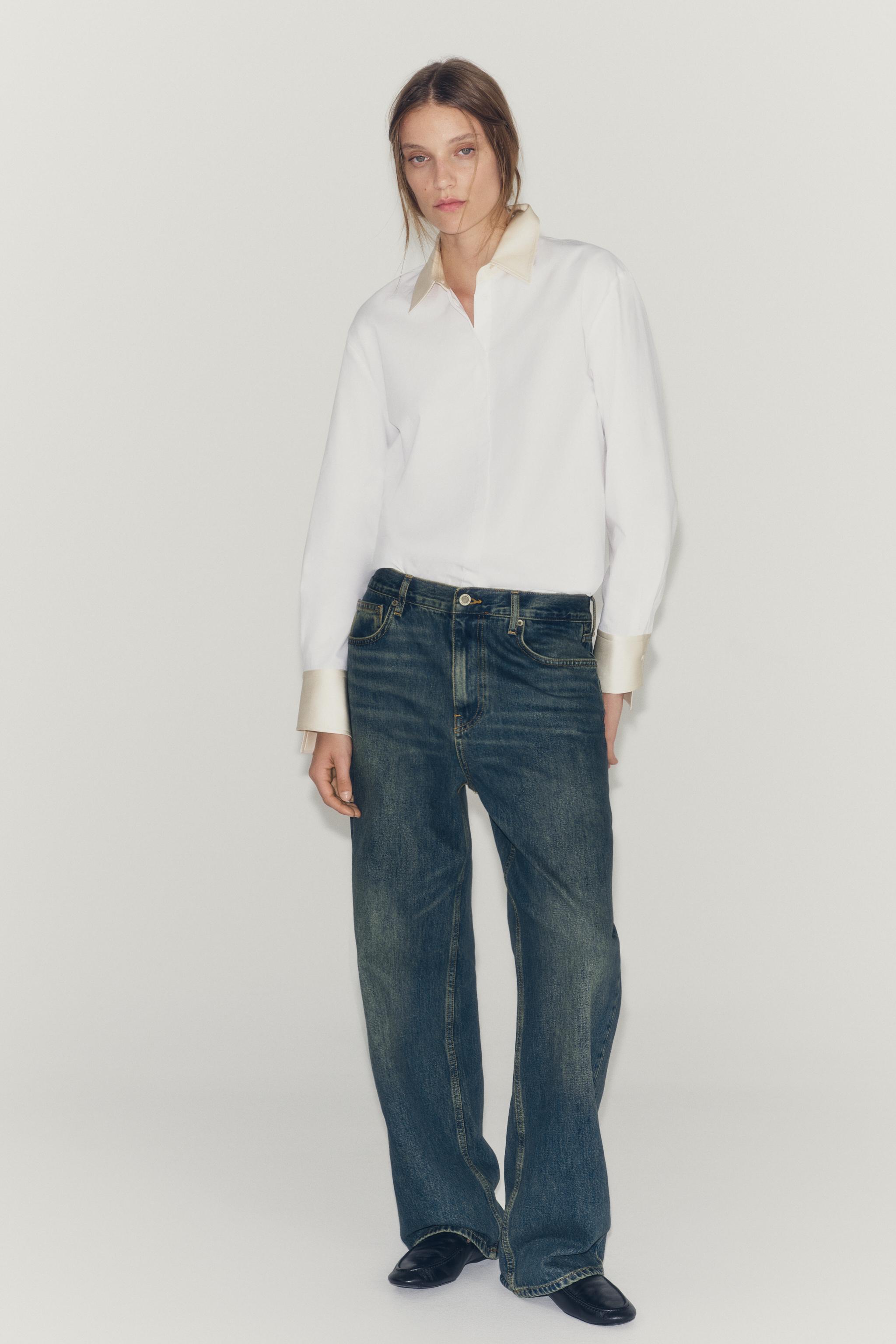 КОМБИНИРОВАННАЯ РУБАШКА ИЗ ПОПЛИНА — ZW COLLECTION — ZARA