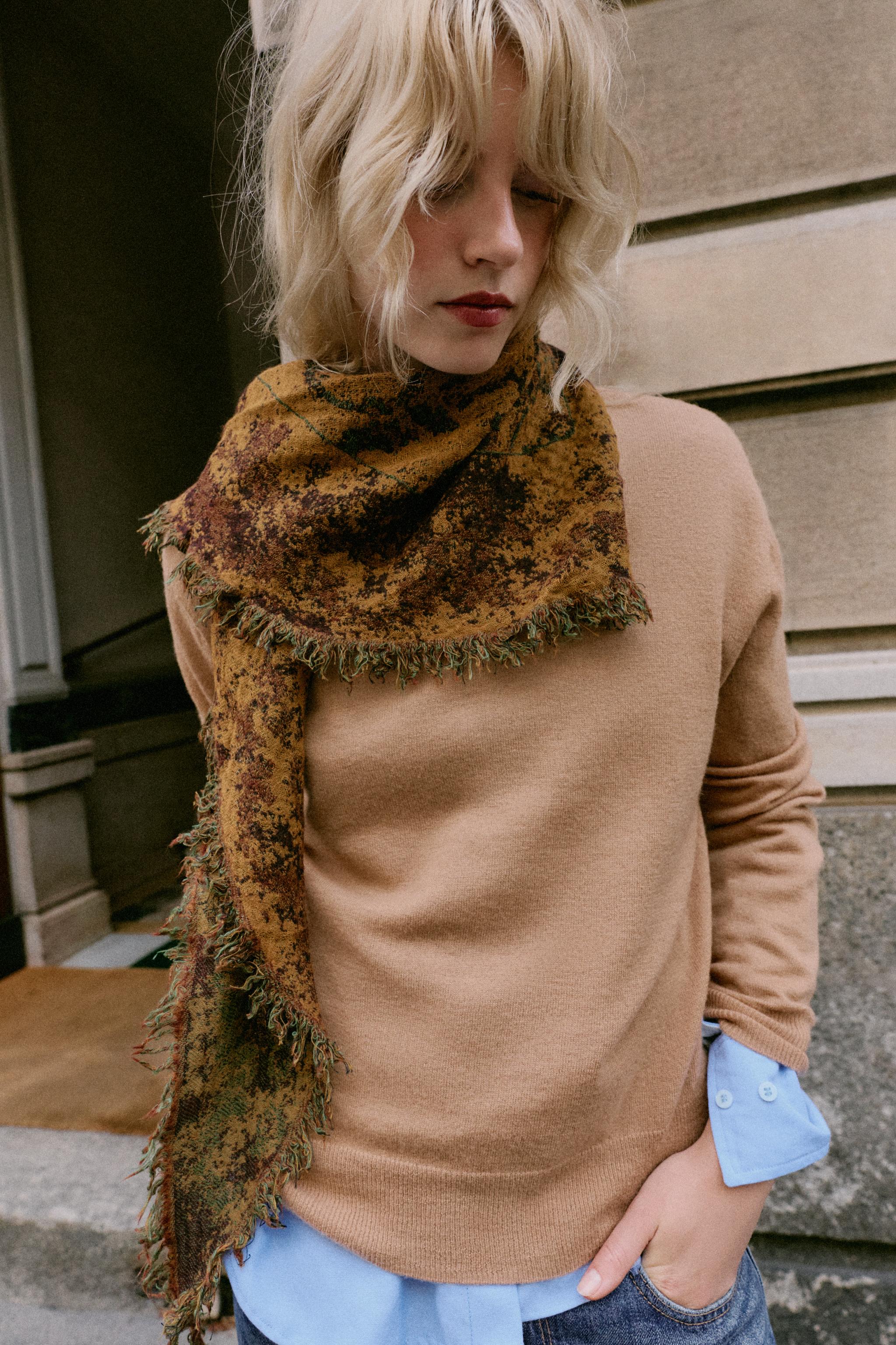 ЖАККАРДОВЫЙ ПЛАТОК С ПРИНТОМ ГОБЕЛЕН — ZARA