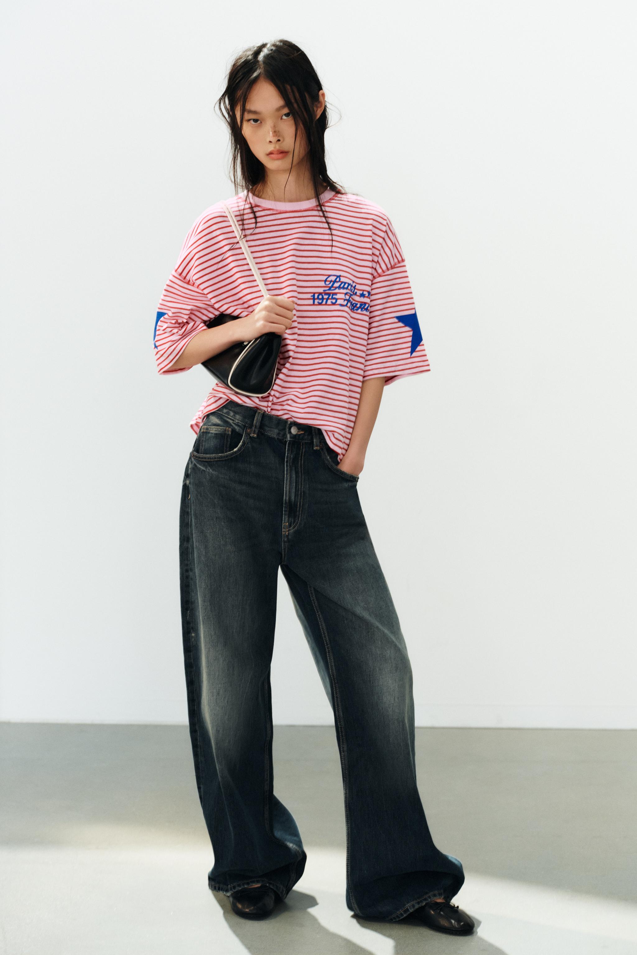 TRF джинсы с широкими штанинами с высокой посадкой — ZARA