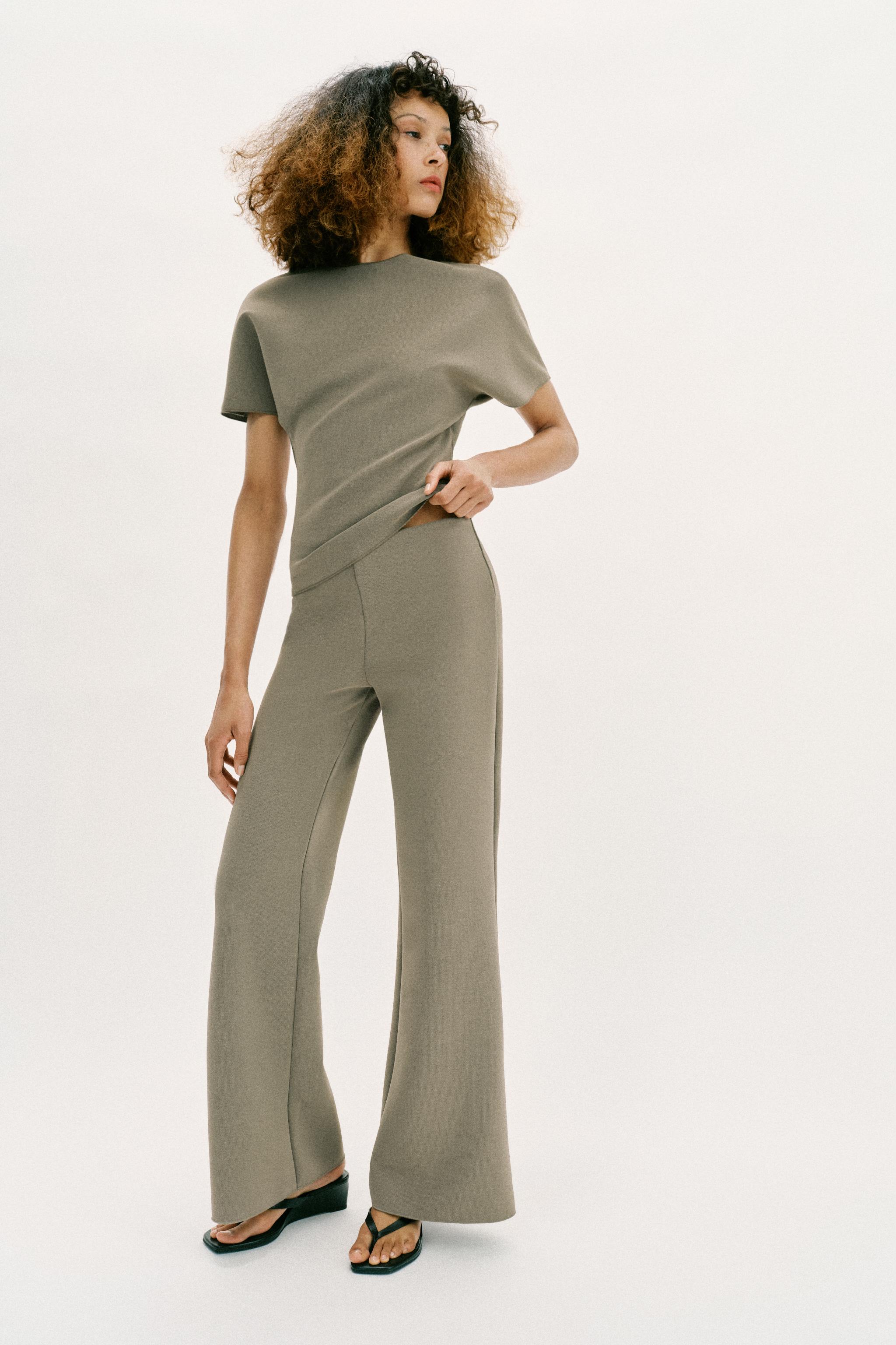 Брюки с широкими штанинами из эластичной ткани — ZARA