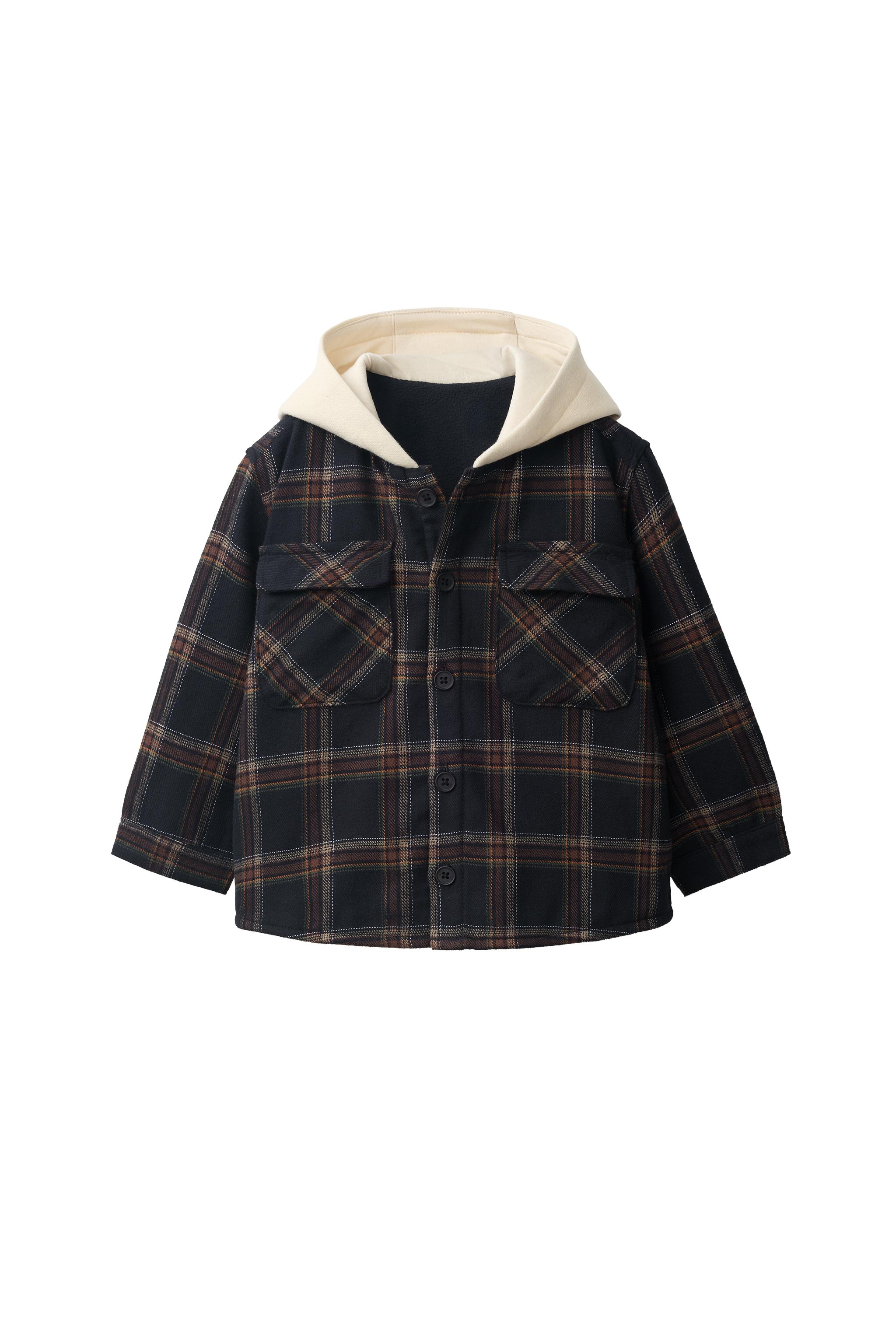 Куртка-рубашка в клетку из флиса с капюшоном — ZARA