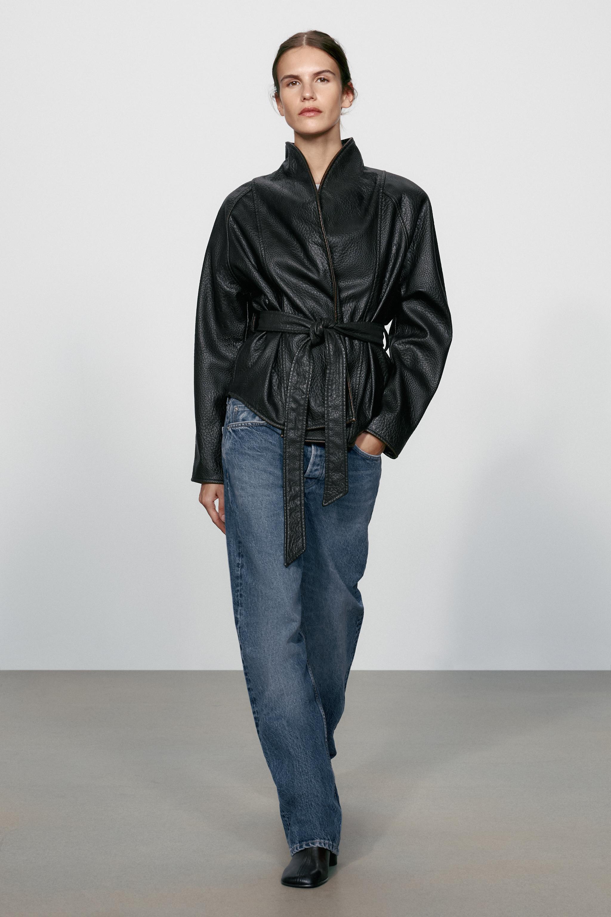 КУРТКА ИЗ ИСКУССТВЕННОЙ КОЖИ С ПОЯСОМ — ZW COLLECTION — ZARA