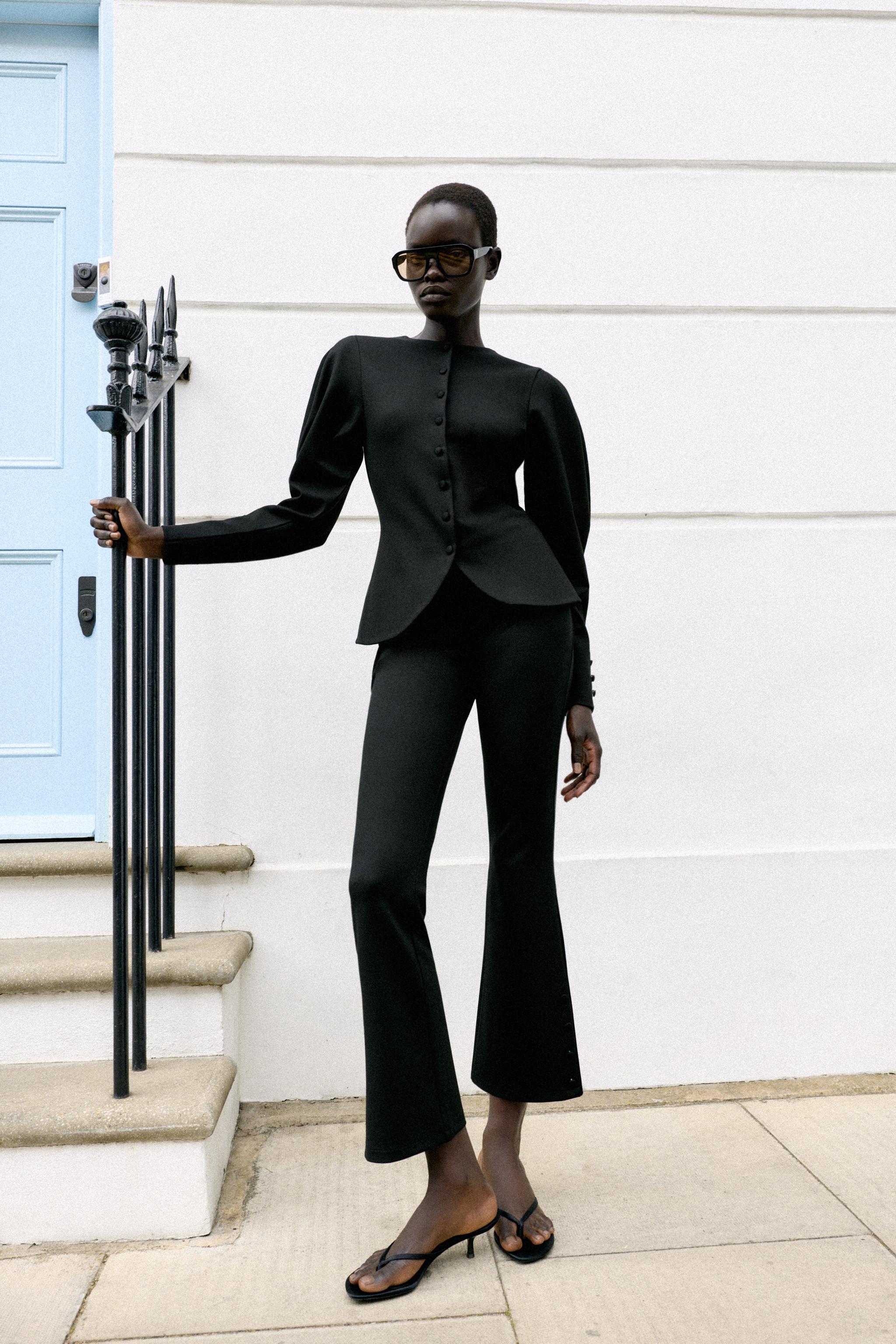 БРЮКИ ИЗ ИНТЕРЛОКА С ПУГОВИЦАМИ — ZARA