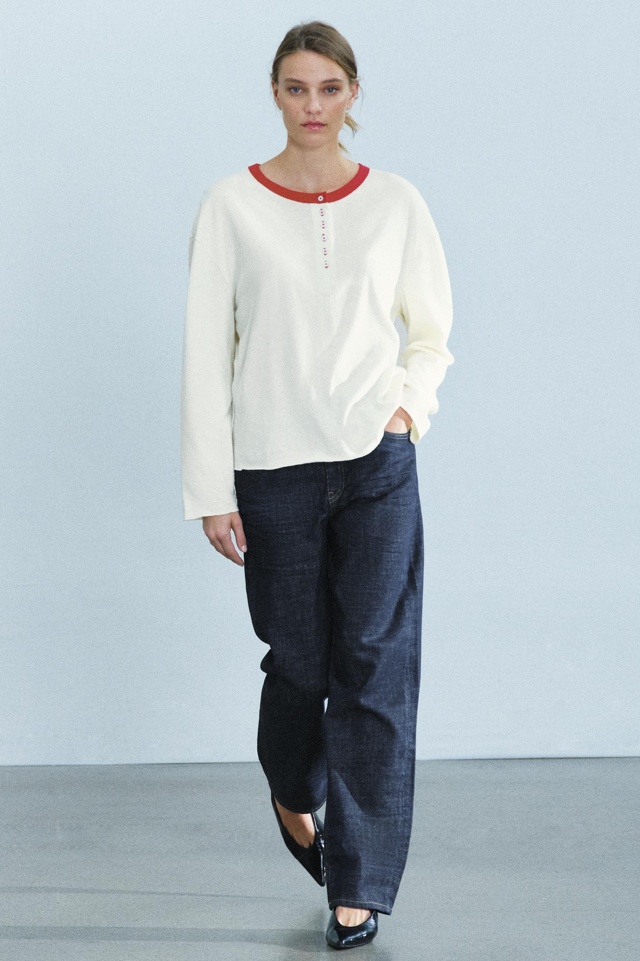 Хенли из фактурной ткани — ZARA
