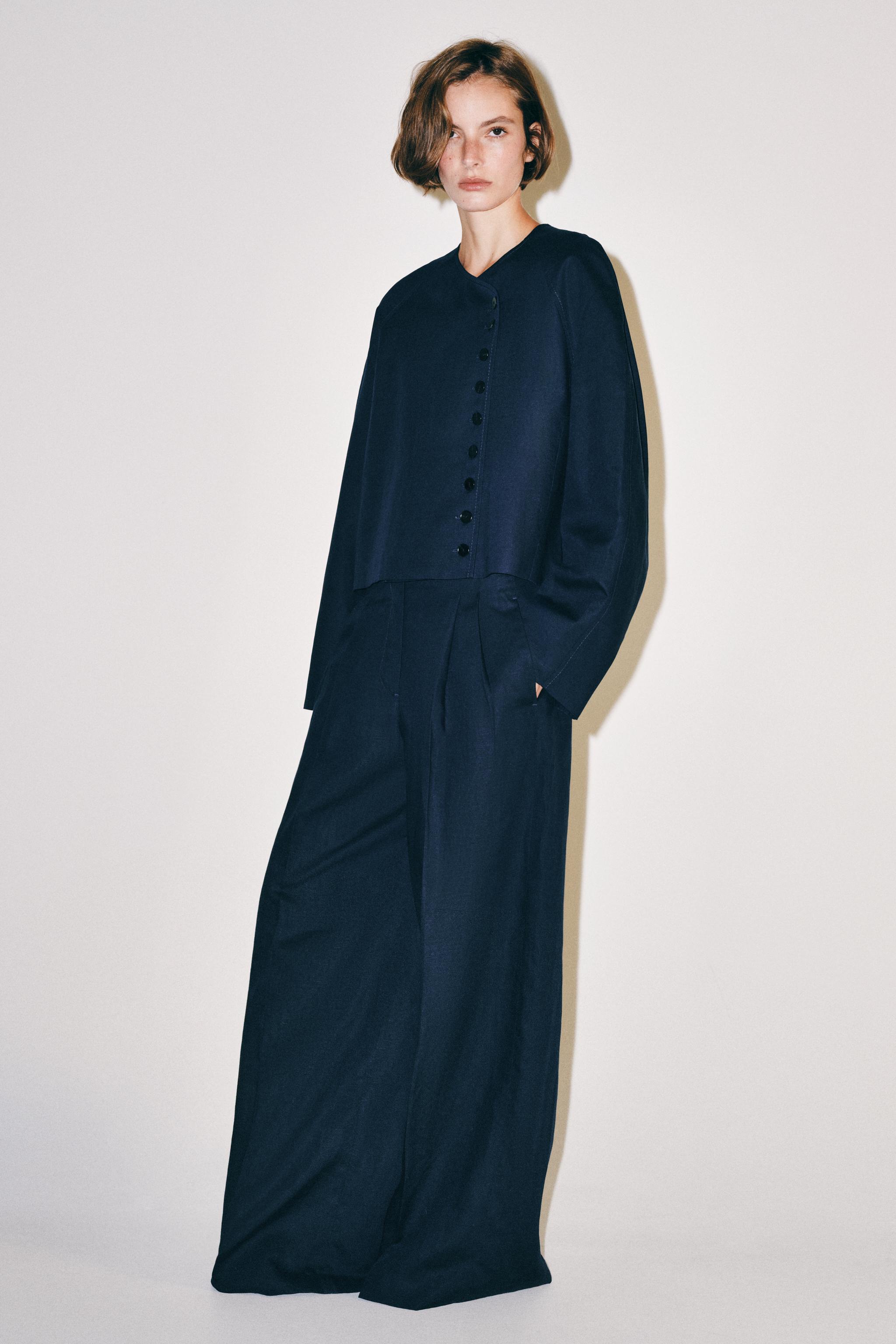 Брюки ZW COLLECTION с прямыми штанинами и вытачками — ZARA