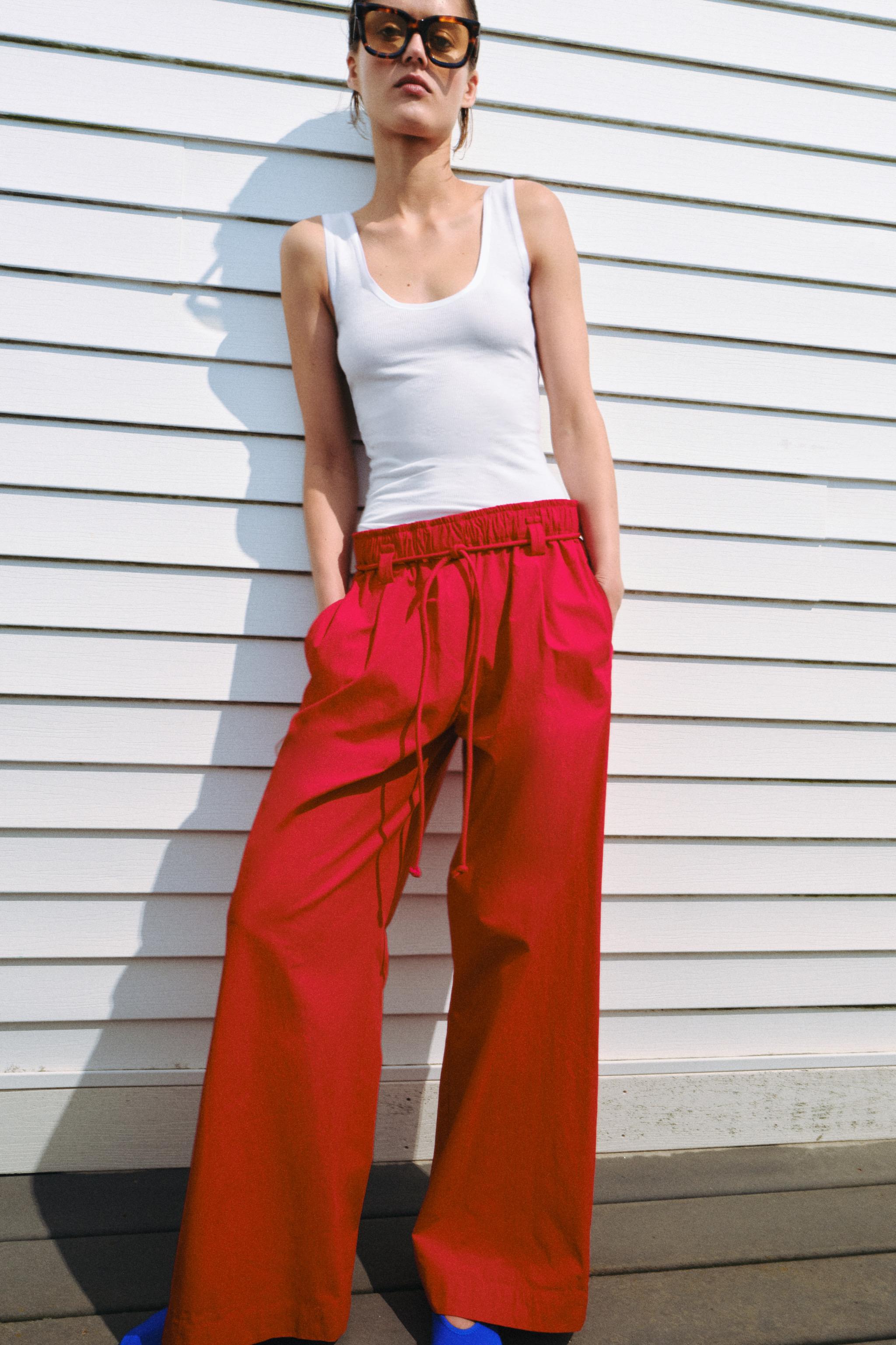 Брюки ZW COLLECTION из поплина — ZARA