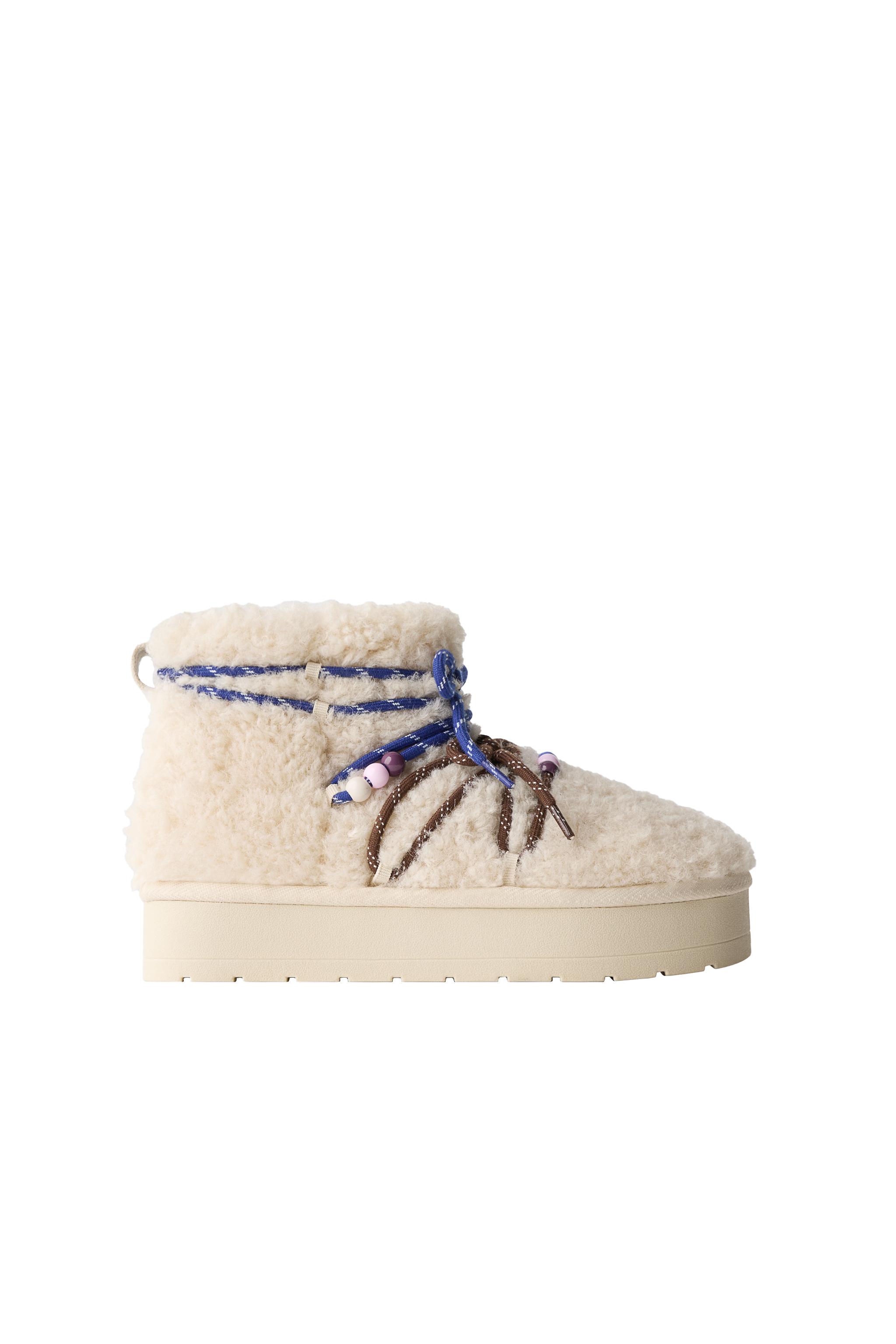 FAUX SHEARLING CHARMS ANKLE BOOTS — ZARA