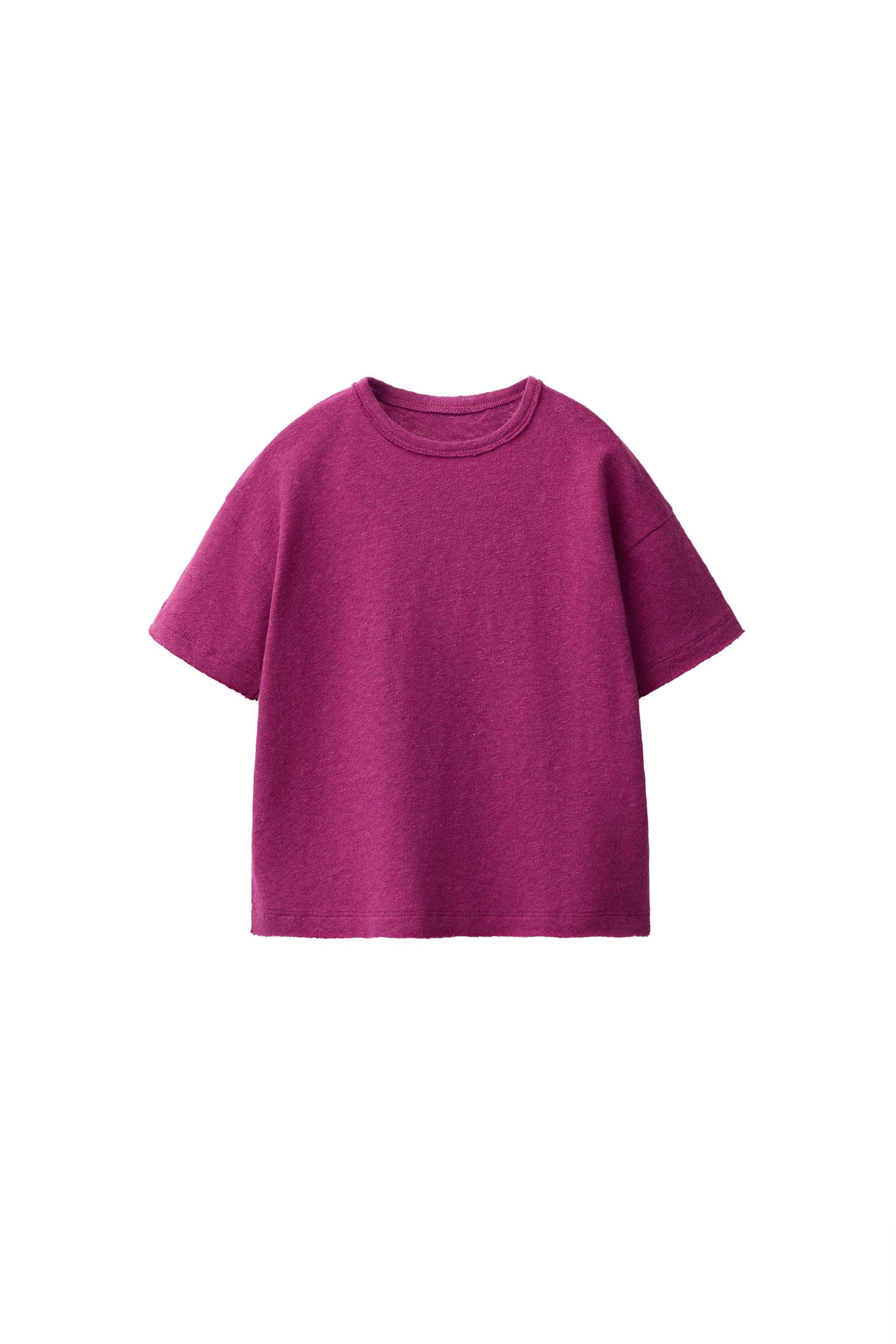 Футболка из хлопка и льна — ZARA