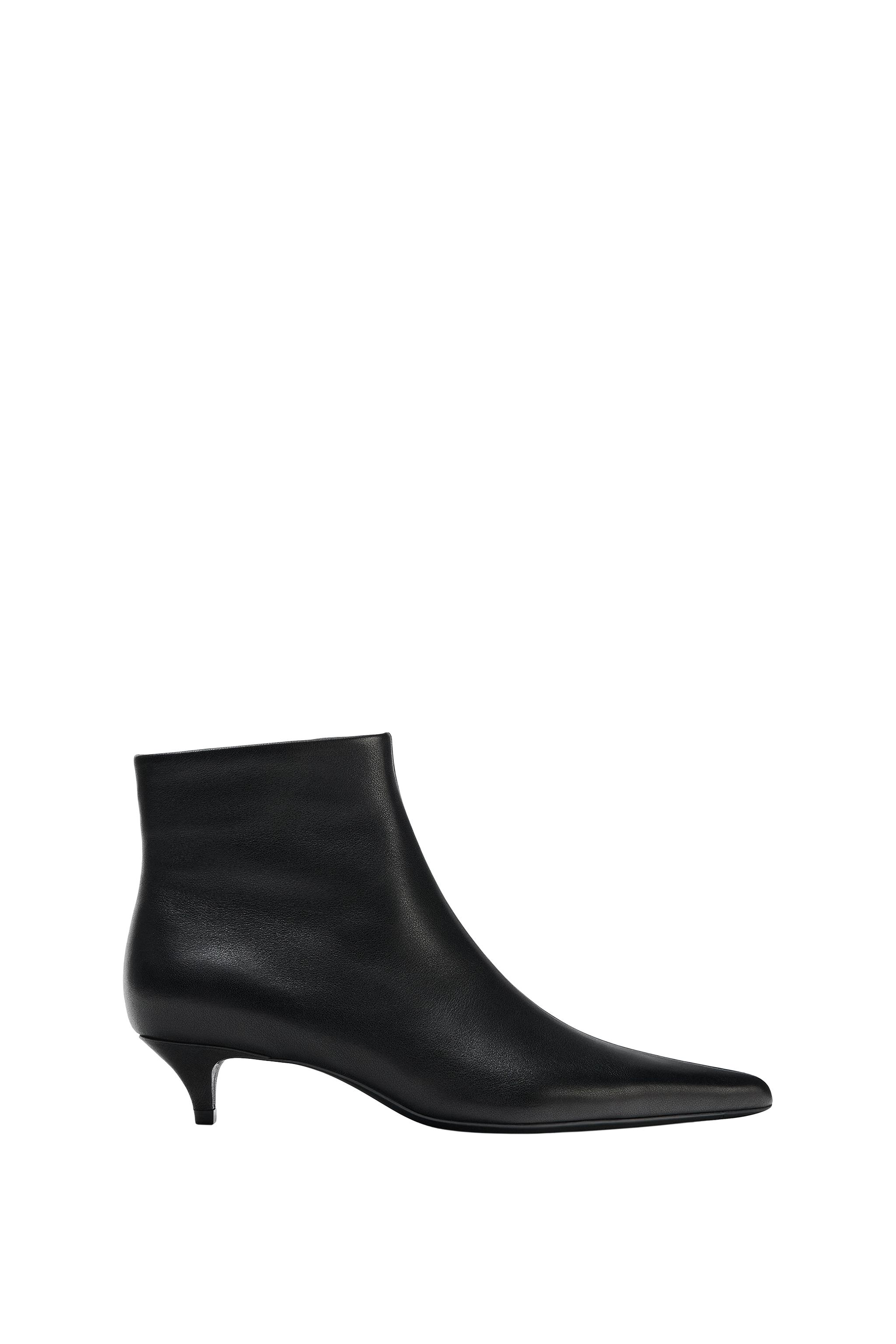 LEATHER KITTEN HEEL ANKLE BOOT — ZARA