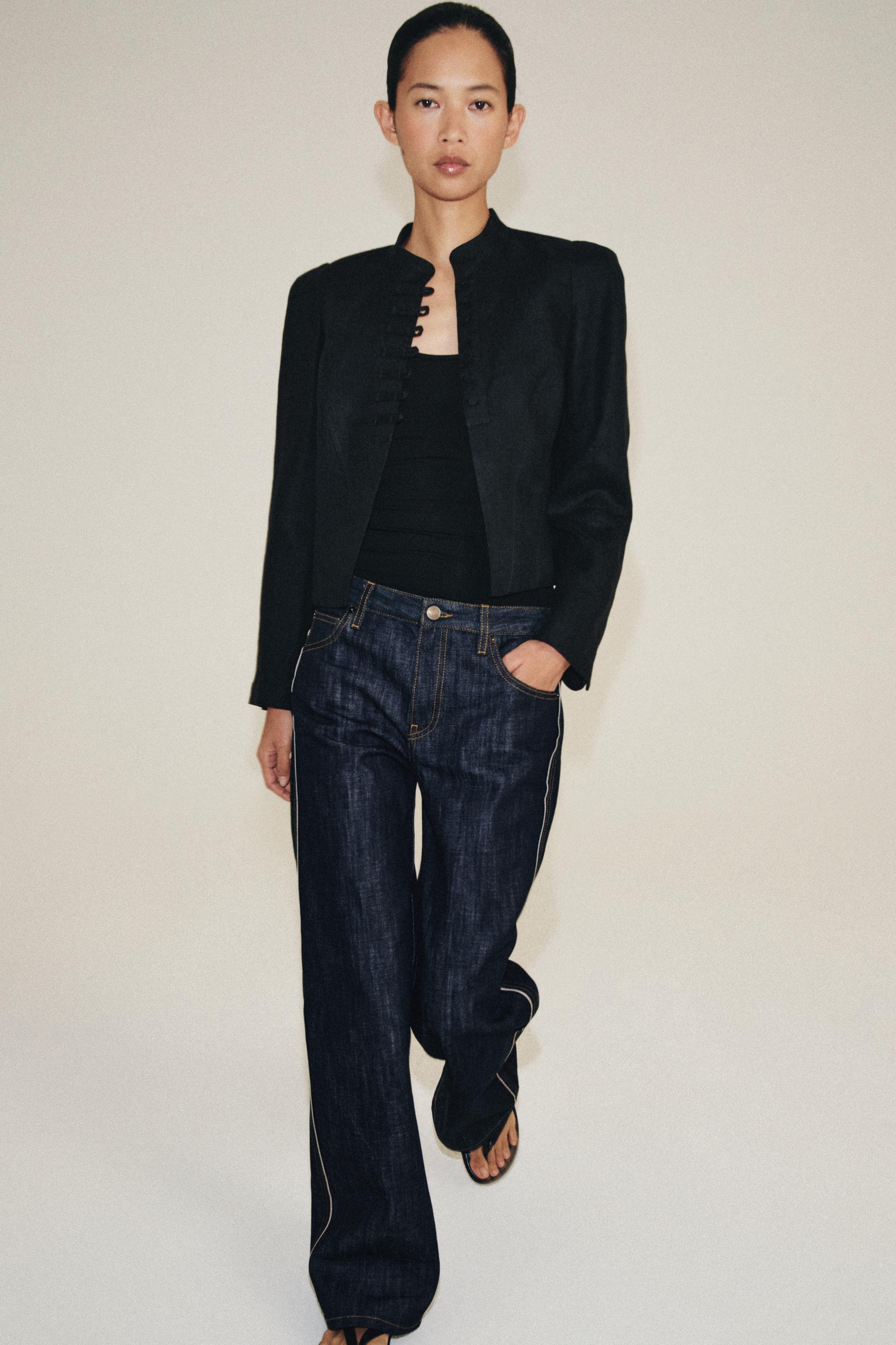 ДЖИНСЫ СЕЛВИДЖ ПРЯМОГО КРОЯ СО СРЕДНЕЙ ПОСАДКОЙ — ZW COLLECTION — ZARA