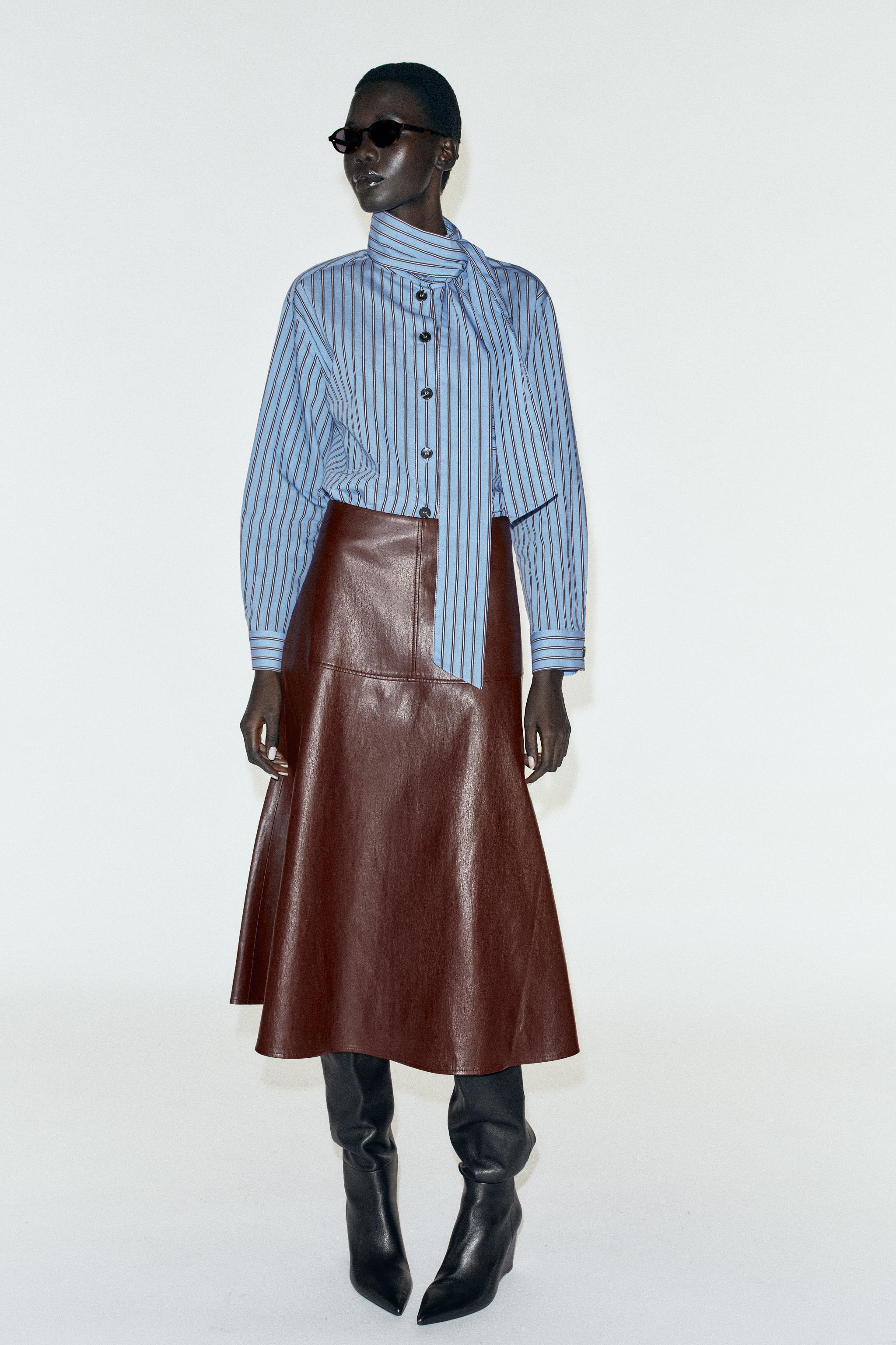 Рубашка в полоску с завязками — ZARA