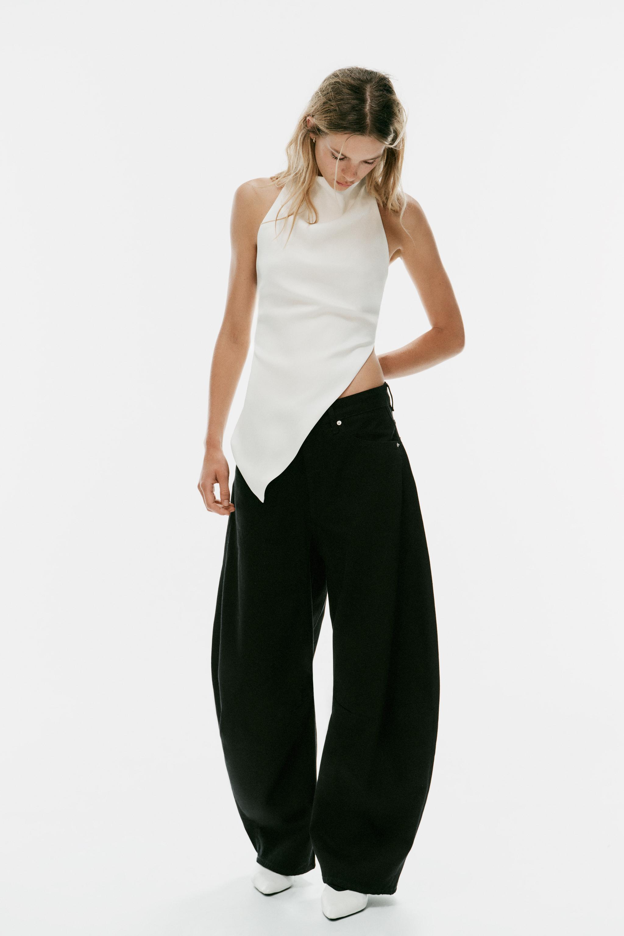 Топ асимметричного кроя из атласа с воротником-халтер — ZARA