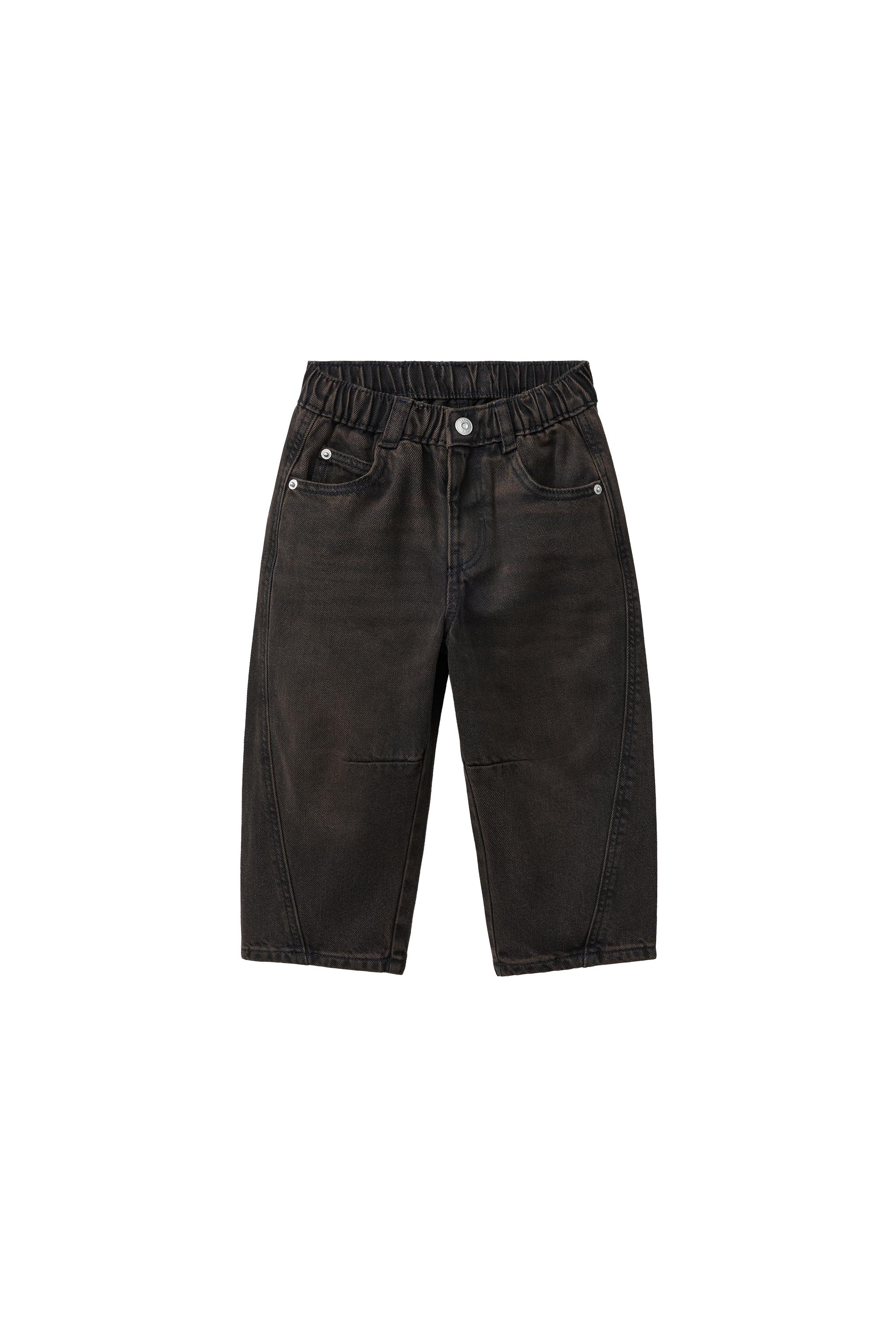 BROWN OVERDYED BARREL JEANS — ZARA