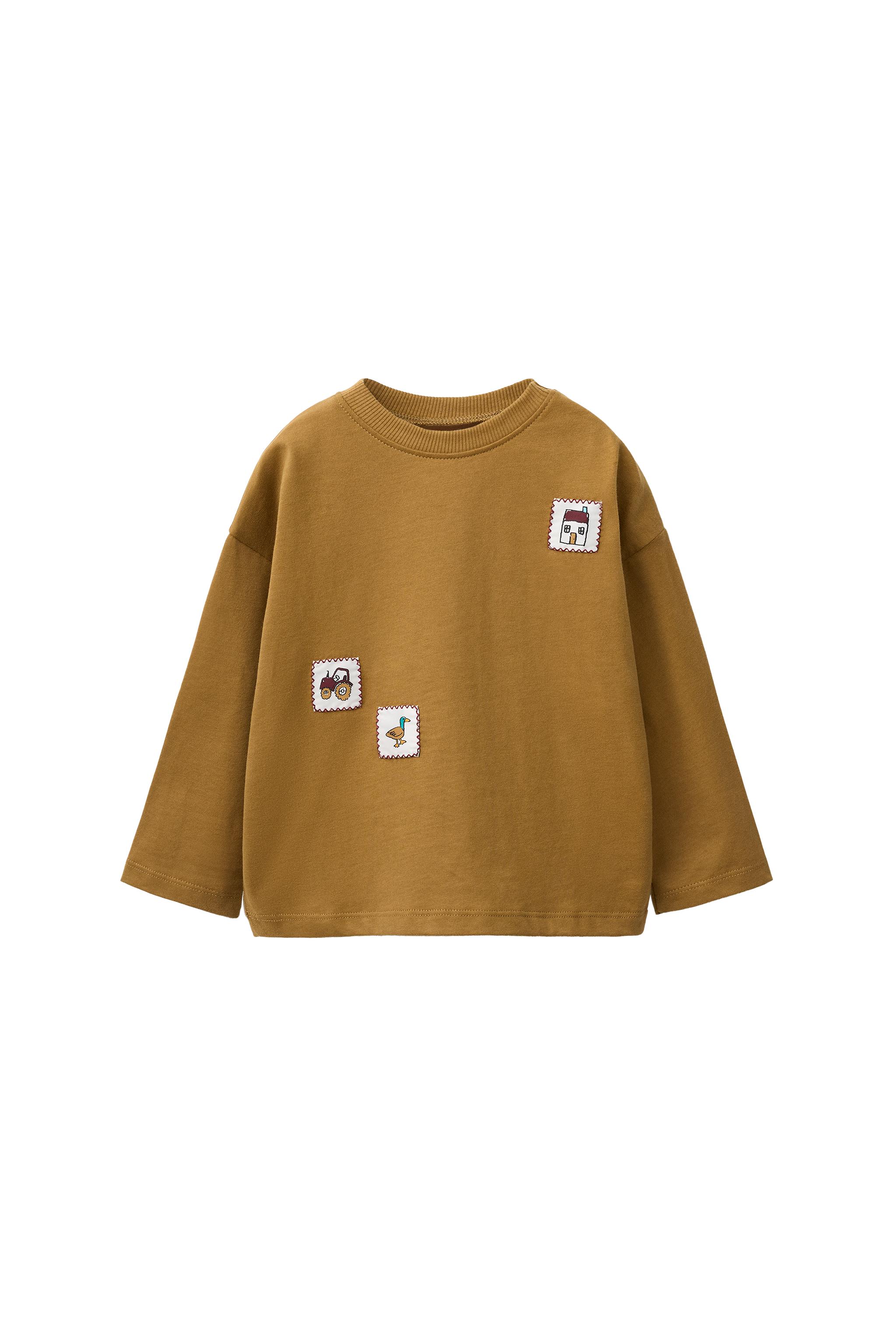 ЛОНГСЛИВ С НАШИВКАМИ «ДОМИКИ» — ZARA