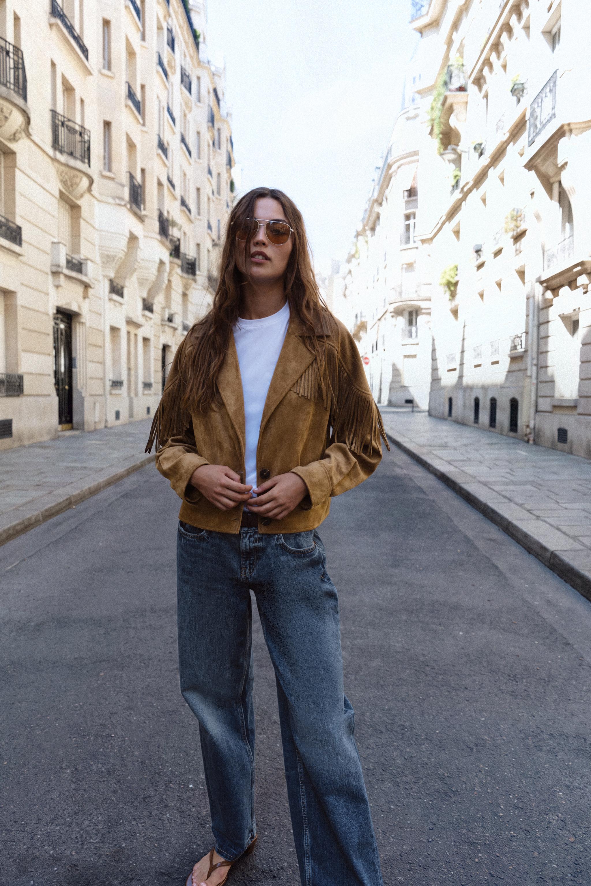 Куртка из искусственной замши с кисточками — ZARA