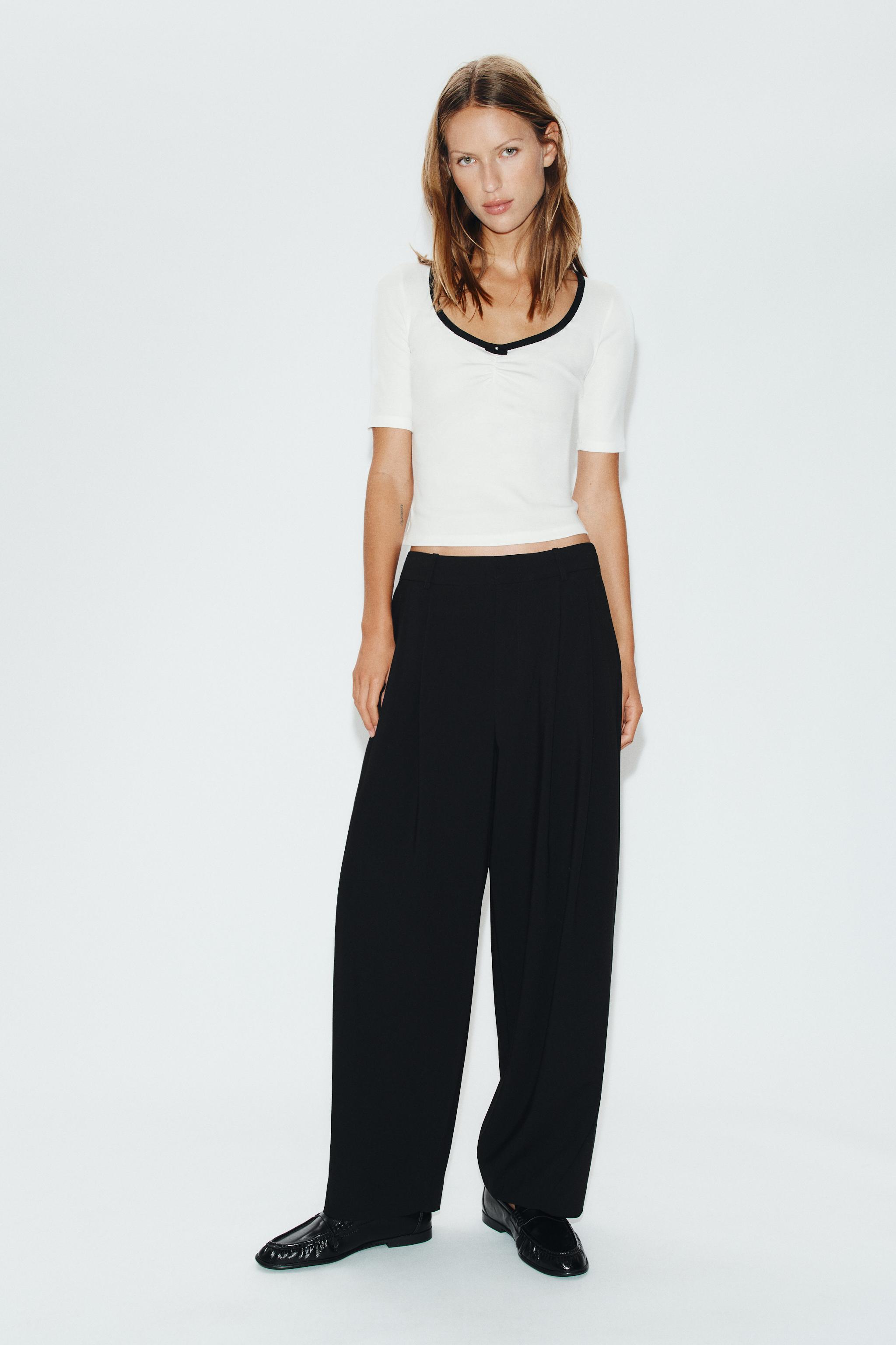 Футболка с воротником-бант — ZARA